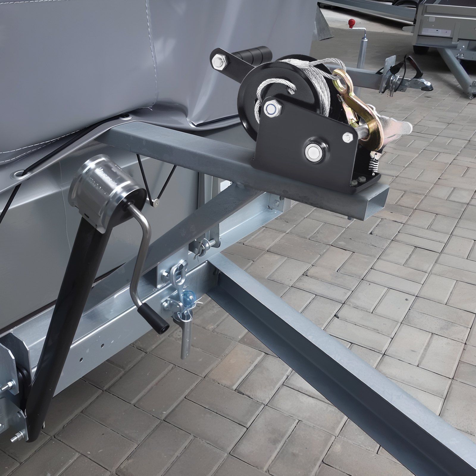 Hand Winch, 362.8 kg Pulling Capacity, Boat Trailer Winch Heavy Duty Rope Crank with 10 m Steel Wire Cable and Two-Way Ratchet, Manual Operated Hand Crank Winch for Trailer, Boat or ATV Towing - Image 8