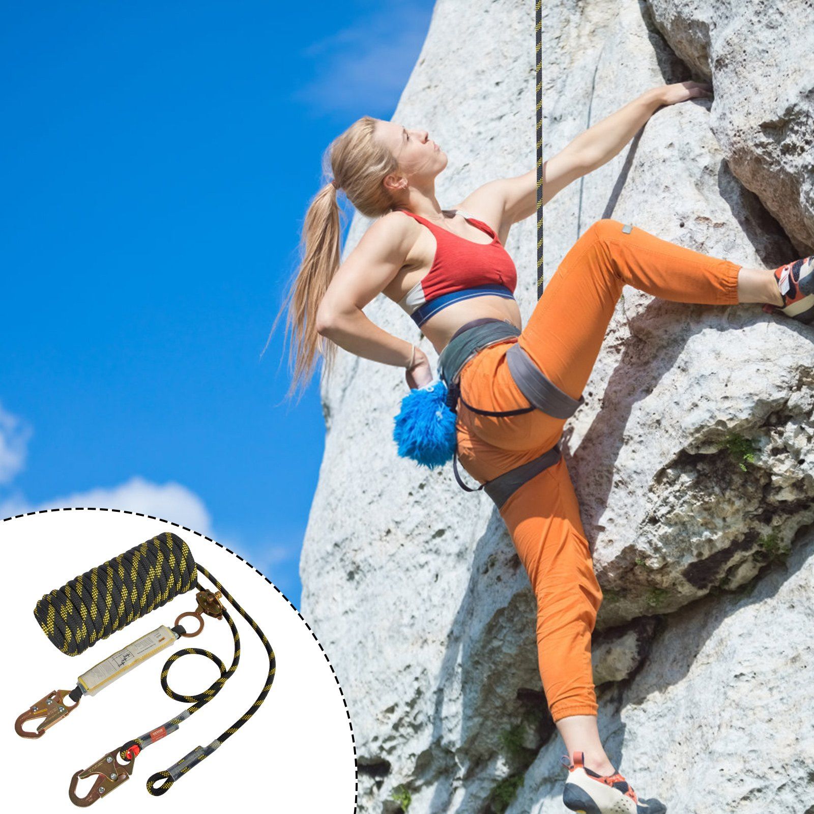 Vertical Lifeline Assembly 0.55'' x 100' Fall Protection Rope 30 KN ANSI - Image 8