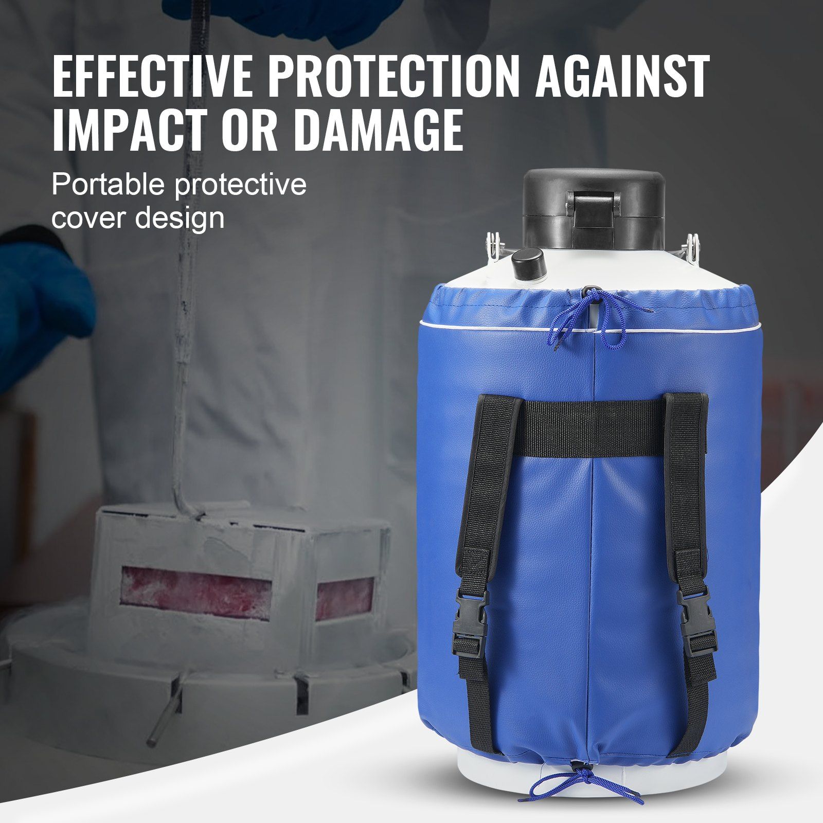 Liquid Nitrogen Tank, 10 L Aluminum Alloy Liquid Nitrogen Container, LN2 Tank Dewar with 6 Canisters and Carry Bag with Straps, Cryogenic Tank for Beauty Industry, Semen Preservation, Scientific - Image 6