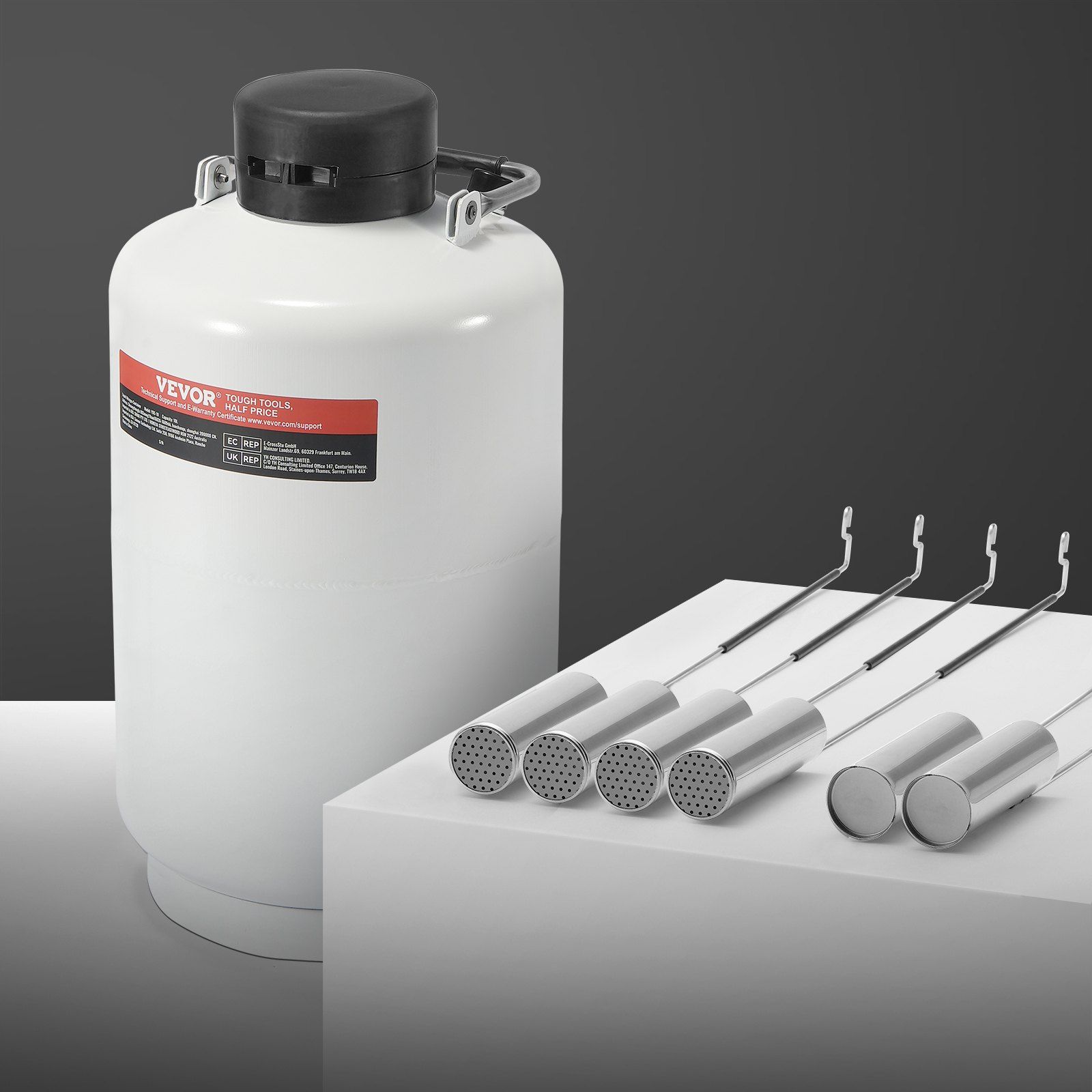 Liquid Nitrogen Tank, 10 L Aluminum Alloy Liquid Nitrogen Container, LN2 Tank Dewar with 6 Canisters and Carry Bag with Straps, Cryogenic Tank for Beauty Industry, Semen Preservation, Scientific - Image 8
