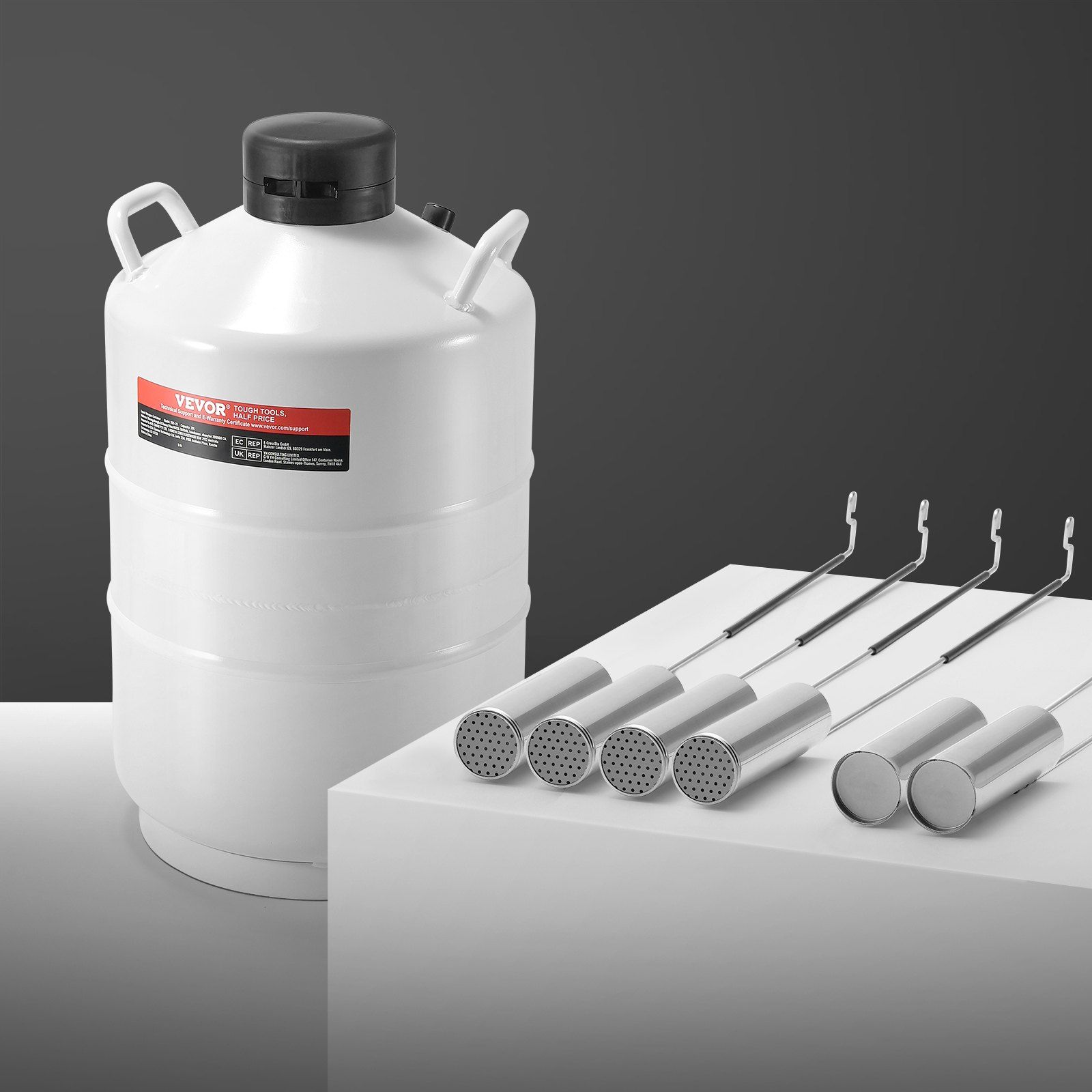 Liquid Nitrogen Tank, 20 L Aluminum Alloy Liquid Nitrogen Container, LN2 Tank Dewar with 6 Canisters and Carry Bag with Straps, Cryogenic Tank for Beauty Industry, Semen Preservation, Scientific - Image 8
