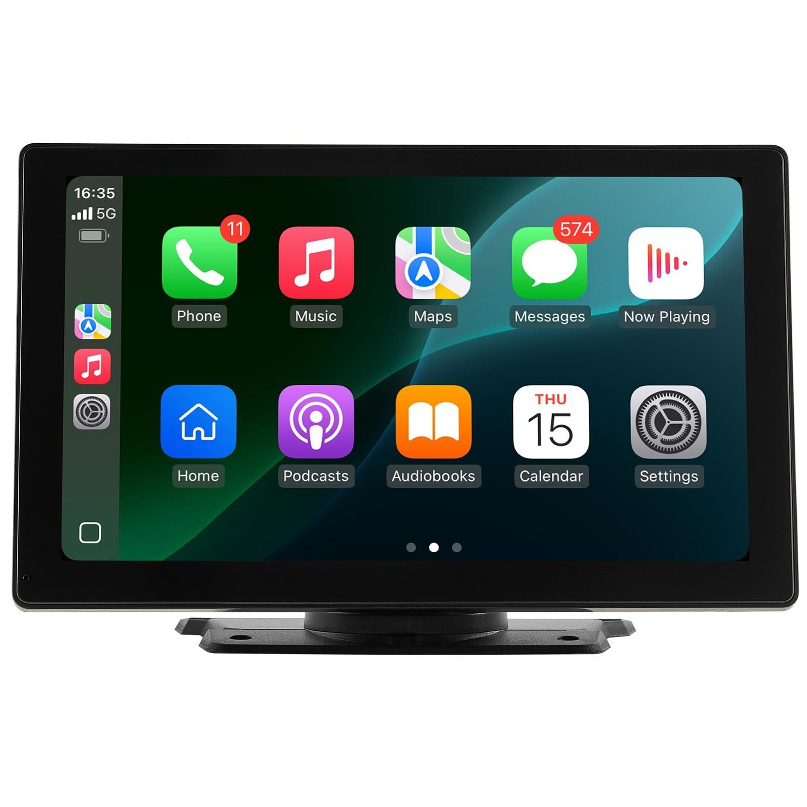 Wireless Car Stereo, 228.6mm HD Portable Radio Touch Screen with Apple CarPlay and Android Auto, CarPlay Screen with Front & Backup Cameras, Voice Control, Mirror Link, Bluetooth, GPS Navigation - Image 1