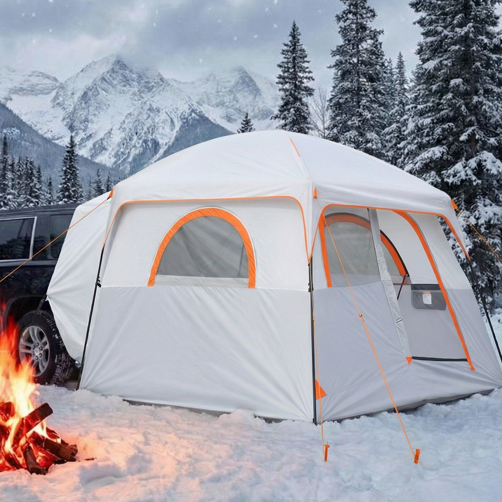 Large SUV Tent for 6 Person, 3.05 x 2.74m 3-Season SUV Tailgate Tent with Ventilated Doors & Mesh Windows, PU2000mm Waterproof Dual-Use Car Rear Hatch Tents for Outdoor Camping Hiking - Image 8