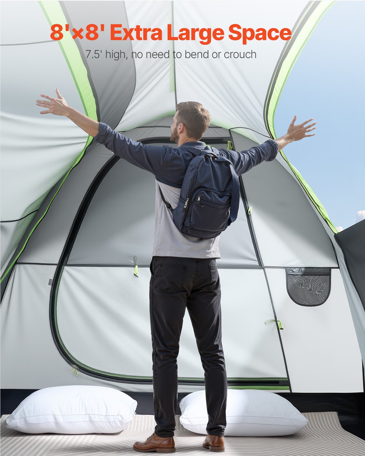 SUV Tent for Camping, 8FT L x 8FT W, Waterproof PU2000mm Spacious Double Layer Design for 5-8 Person, SUV Camping Tent with Mesh Windows, Includes Rainfly & Storage Bag, for Outdoor Activities - Image 3