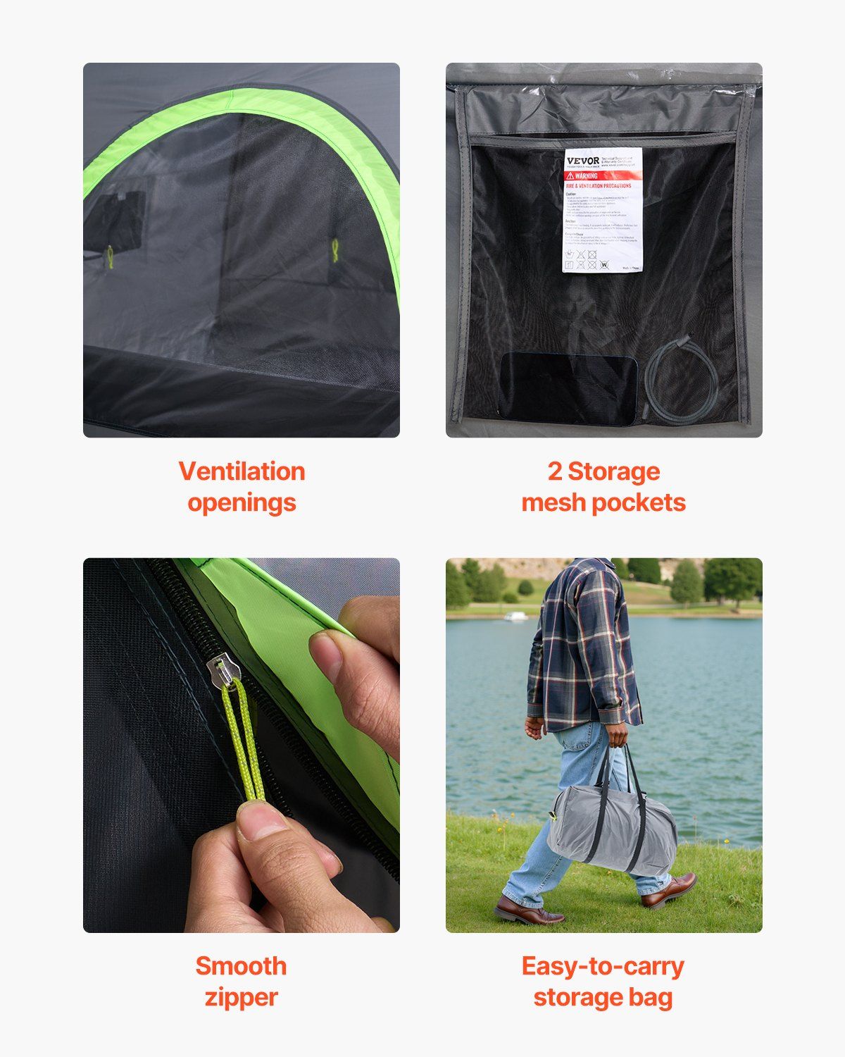 Pickup Truck Tent, Fit 6.4-6.7 ft Truck Tents for Camping, Waterproof PU2000 2-3 Person Sleeping Truck Bed Tent with Double Layer Design Windows, Sturdy Truck Bed Camper Shell with Storage Bag - Image 6