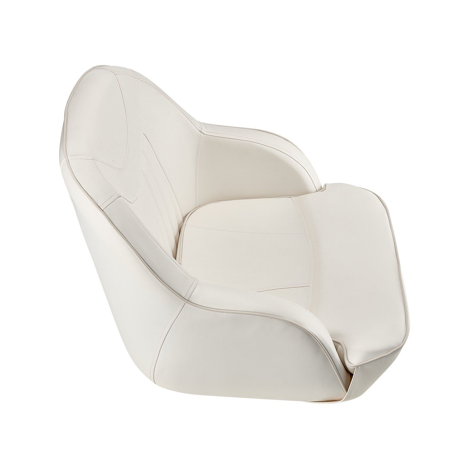 Boat Seat, Low Backrest, Boat Seat Captain Bucket Seat with Thickened Sponge Cushion & Waterproof PVC Leather, Ergonomic Design, Suitable for Fishing Boats, Yachts, Ships, White - Image 1