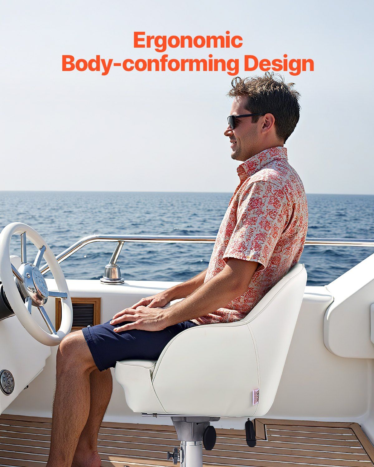 Boat Seat, Low Backrest, Boat Seat Captain Bucket Seat with Thickened Sponge Cushion & Waterproof PVC Leather, Ergonomic Design, Suitable for Fishing Boats, Yachts, Ships, White - Image 3