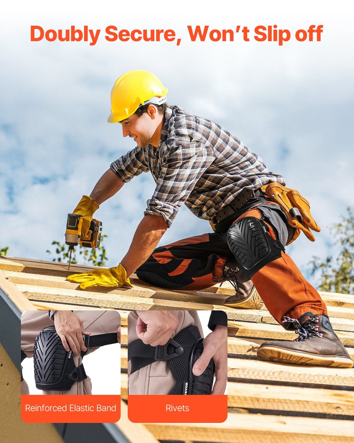 Knee Pads for Work, Heavy Duty Construction Knee Pads with Adjustable Straps & Rivets, Thick Gel Knee Pads with Foam Cushion for All-Round Knee Protection, Fit Men & Women for Flooring Gardening - Image 4