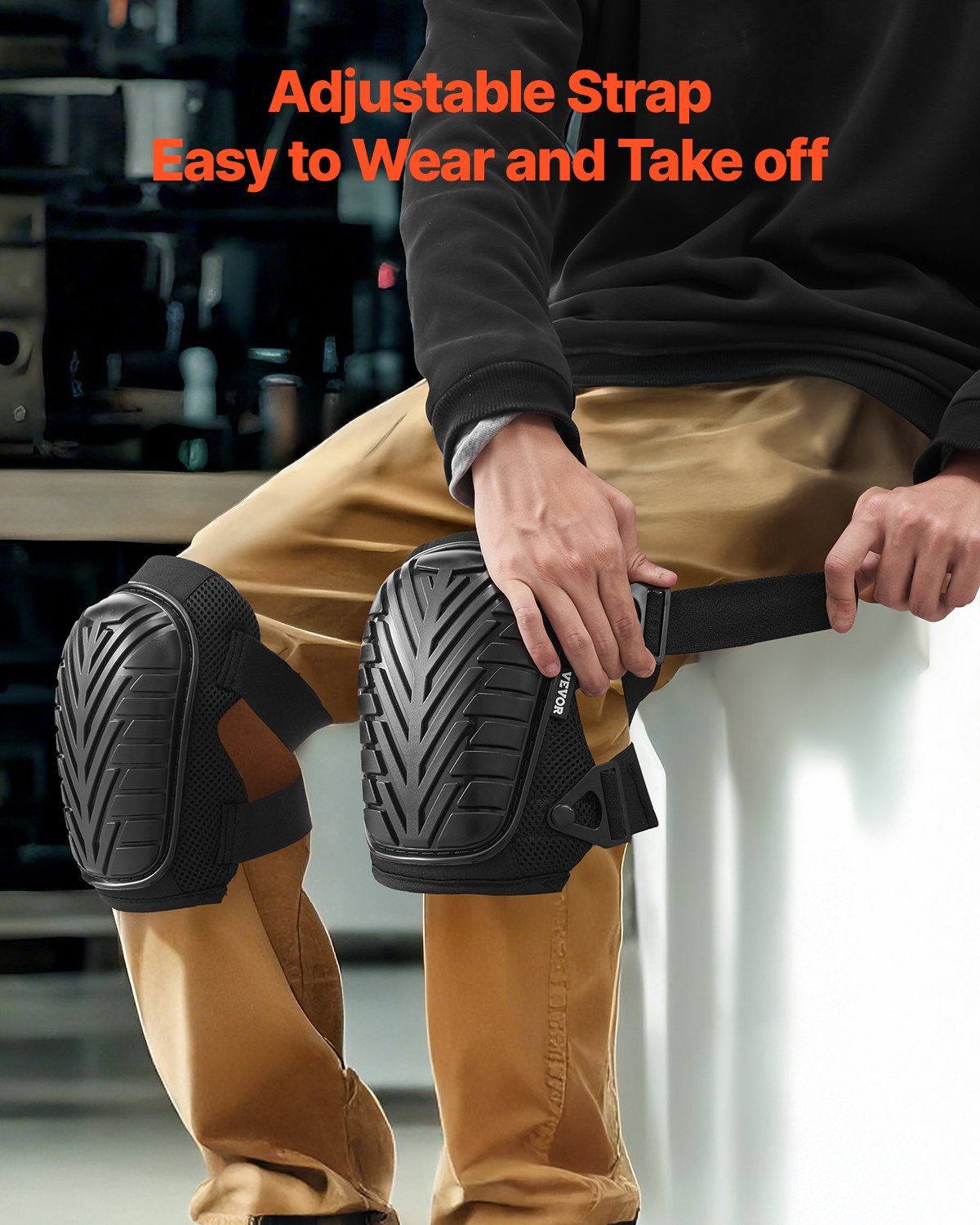 Knee Pads for Work, Heavy Duty Construction Knee Pads with Adjustable Straps & Rivets, Thick Gel Knee Pads with Foam Cushion for All-Round Knee Protection, Fit Men & Women for Flooring Gardening - Image 6