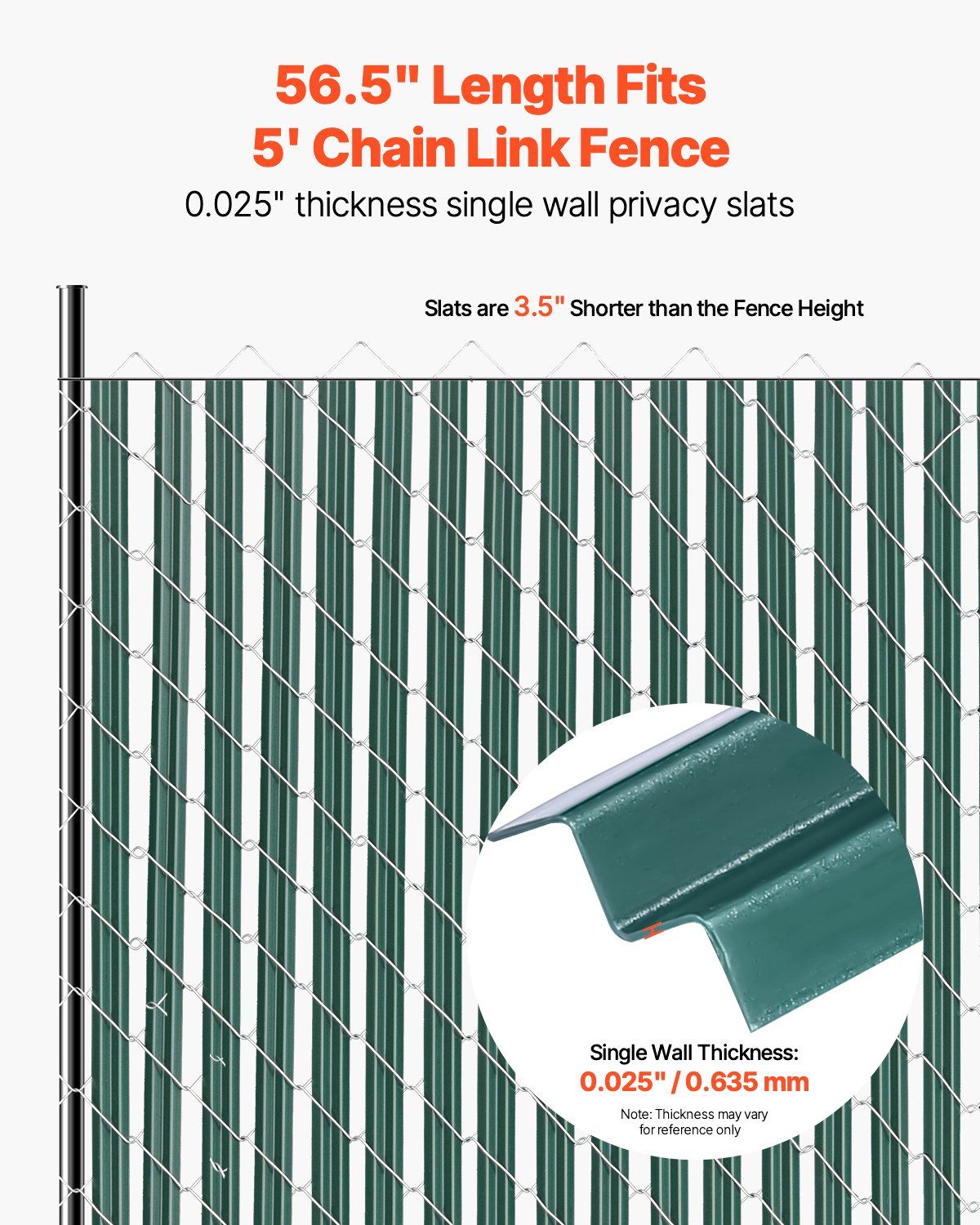 Bottom Locking Privacy Slats, Single-Wall Vertical Bottom-Locking Slats for Chain-Link Fence, High-Density HDPE Chain Link Slats Ideally Fit 1.5 m High Fence for Garden Farm Sports Field(Green) - Image 2