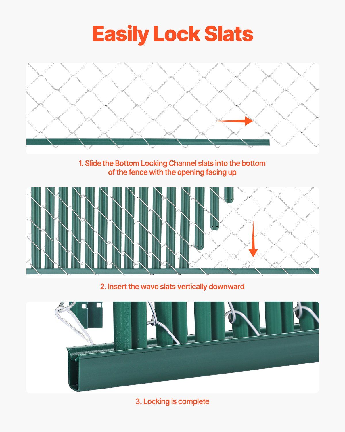 Bottom Locking Privacy Slats, Single-Wall Vertical Bottom-Locking Slats for Chain-Link Fence, High-Density HDPE Chain Link Slats Ideally Fit 1.5 m High Fence for Garden Farm Sports Field(Green) - Image 6