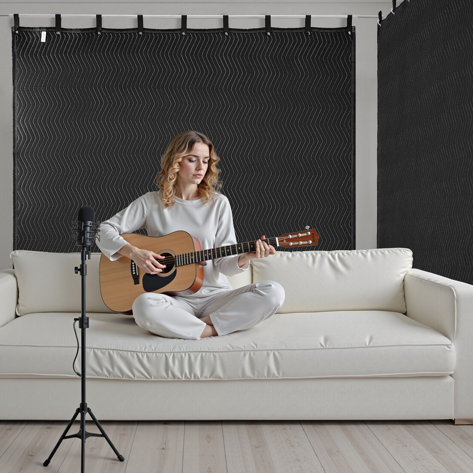 2 Pack Sound Dampening Blankets, 2438 x 2032 mm, Extra Large Soundproof Blanket with Grommets, Studio Grommeted Blanket with Cotton Filling, for Window, Door, Light Blocker, Music Recording - Image 8