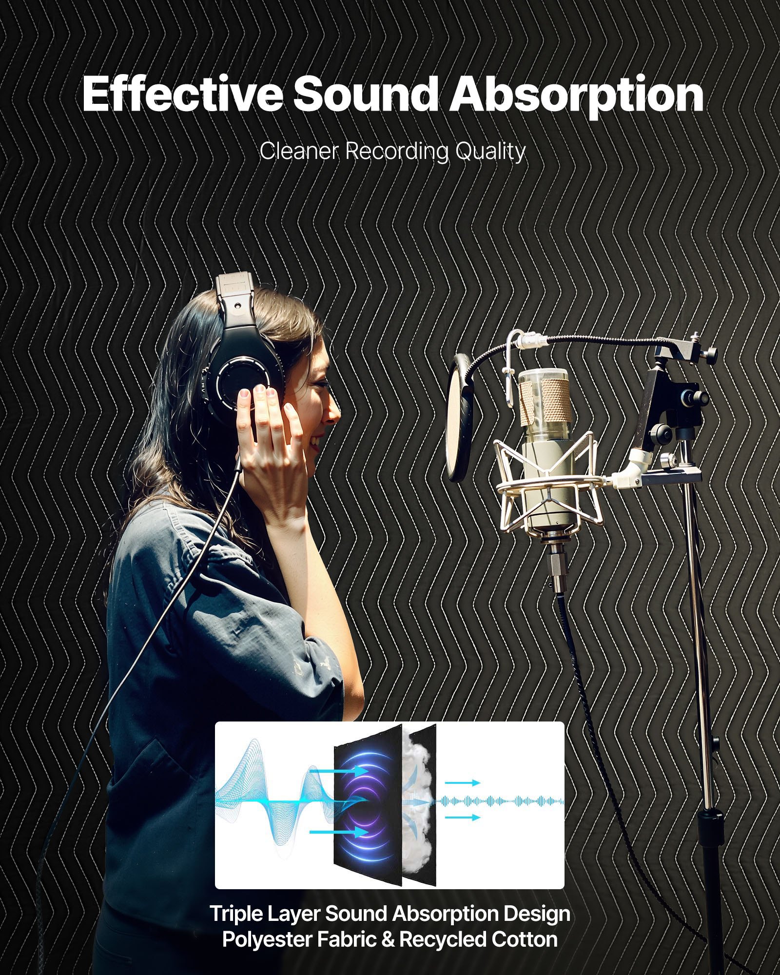 Sound Dampening Blankets, Soundproof Curtains with 2032 x 1219 mm, Soundproof Blanket with Grommets, Studio Grommeted Blanket, for Window, Door, Light Blocker, Music Recording, Black - Image 2