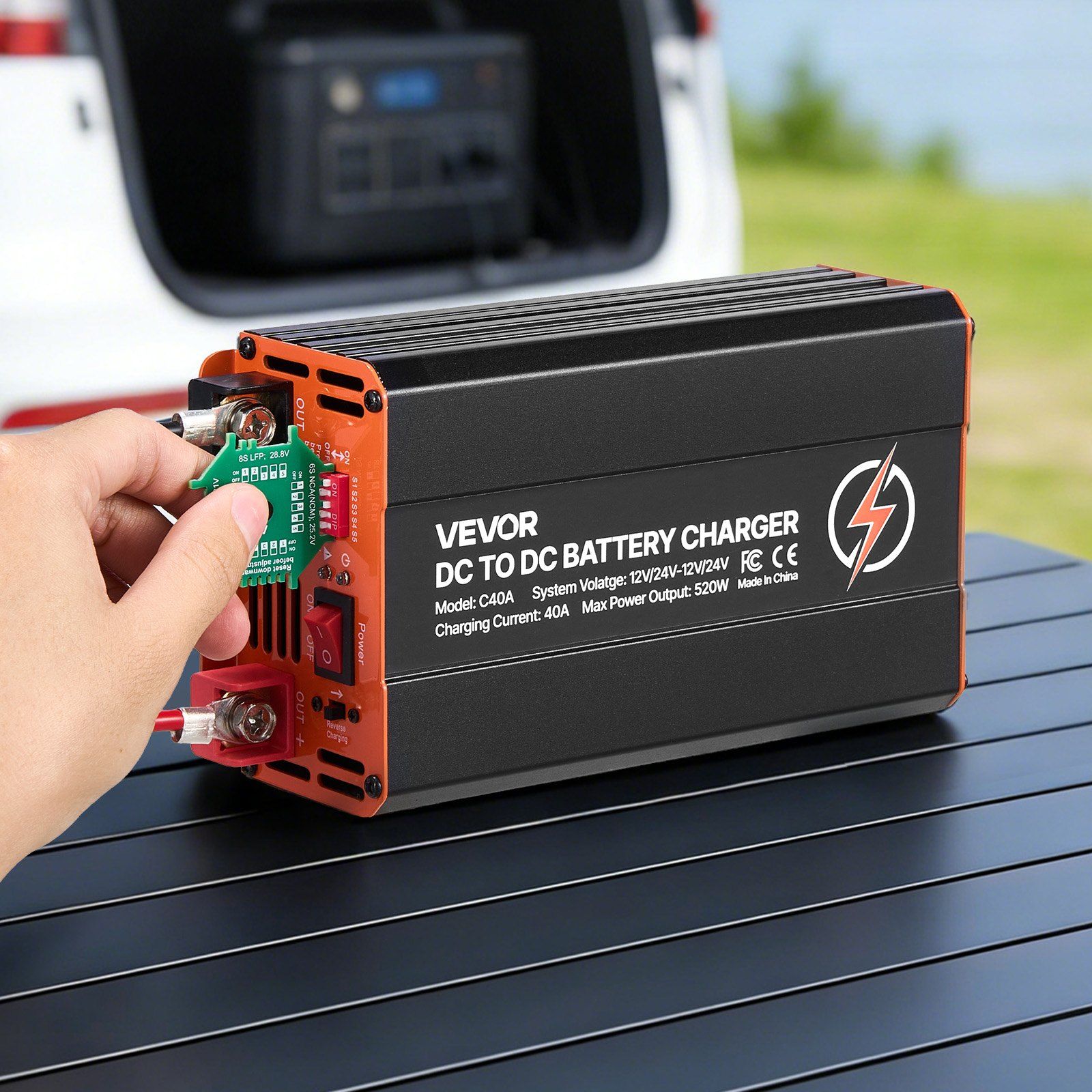 DC to DC Battery Charger, 520W, 40A Alternator Charger, Fast DC-DC Charging for Portable Power Stations, Compatible with LiFePO4 Lead-Acid AGM GEL Batteries, for RVs, Cars, Home Backup Power - Image 8