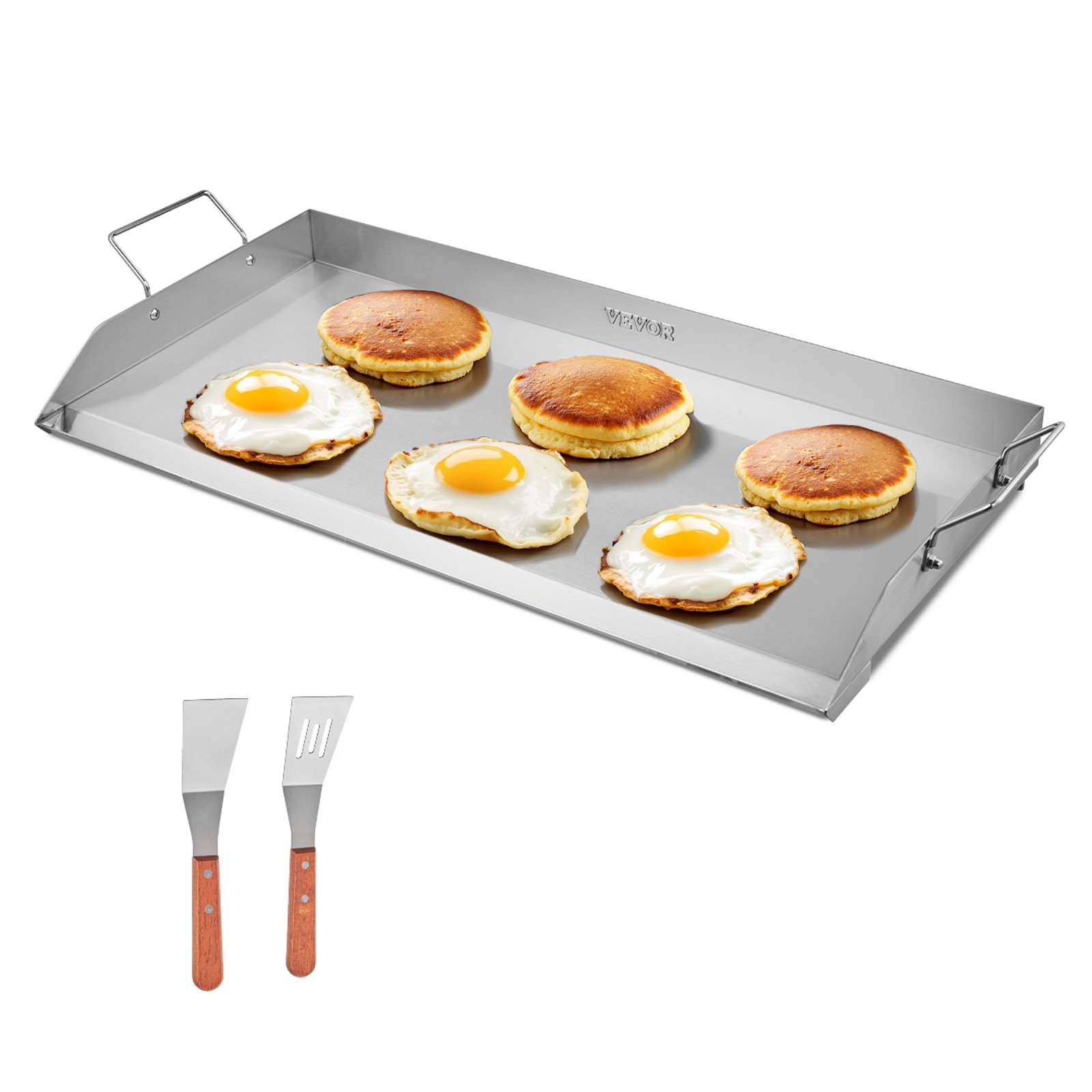 Stainless Steel Griddle, 32x16 inch Universal Flat Top Rectangular Plate, Gas Grill Griddle for BBQ Grill, Teppanyaki, Portable Family Cookware with Handle, for Camping Tailgating Party - Image 1