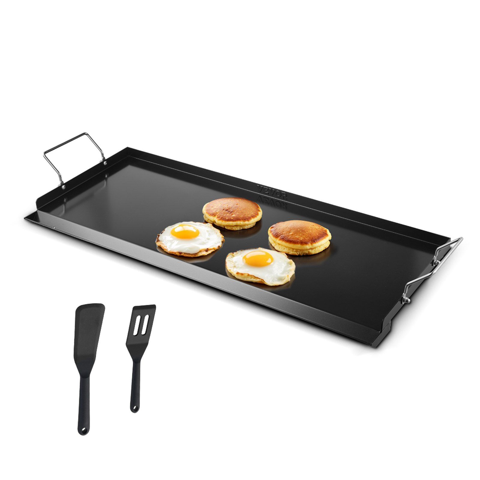 Carbon Steel Griddle, 32x14 inch Universal Flat Top Rectangular Plate, Gas Grill Griddle for BBQ Grill, Teppanyaki, Portable Family Cookware with Handle, for Camping Tailgating Party - Image 1