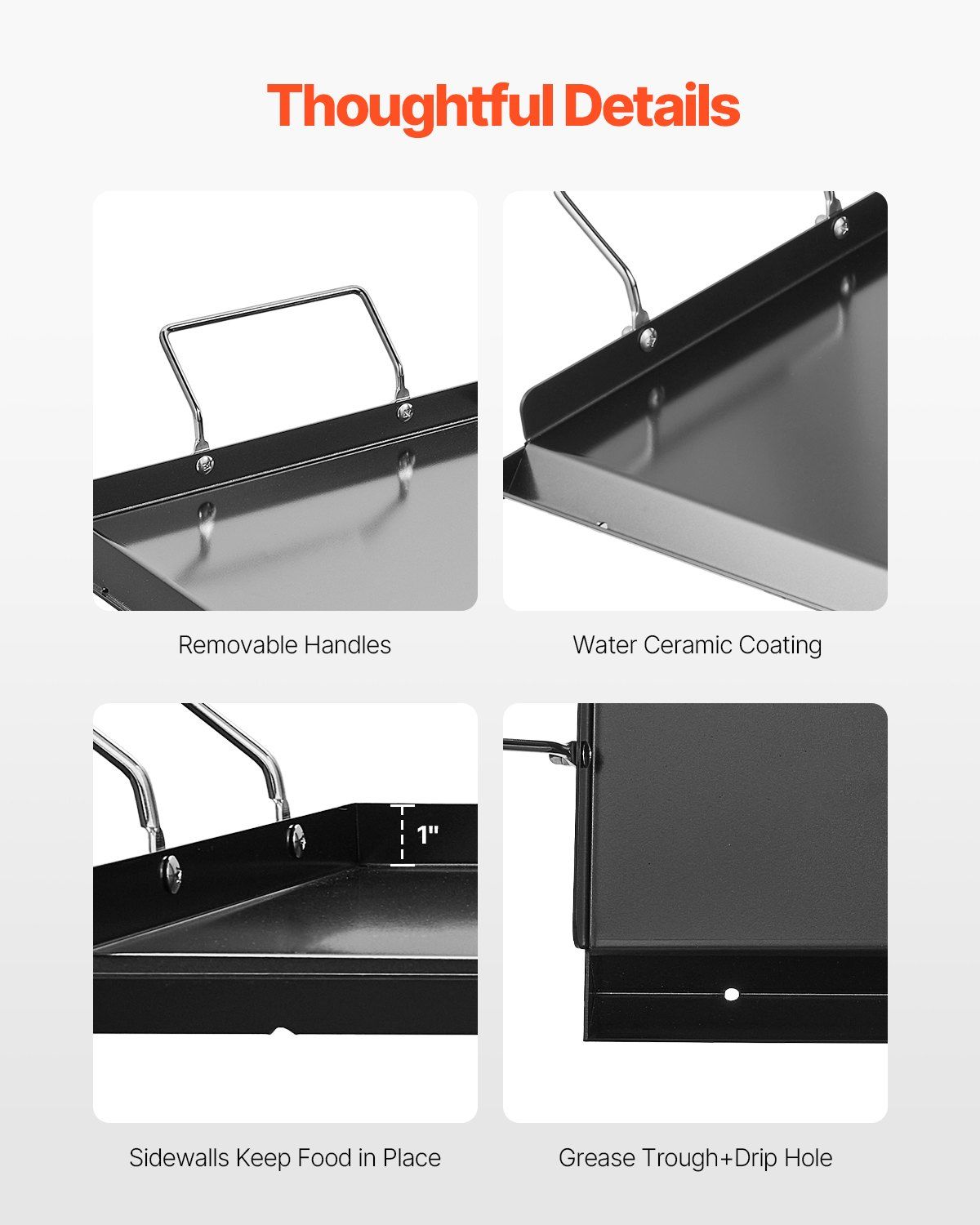 Carbon Steel Griddle, 32x14 inch Universal Flat Top Rectangular Plate, Gas Grill Griddle for BBQ Grill, Teppanyaki, Portable Family Cookware with Handle, for Camping Tailgating Party - Image 3