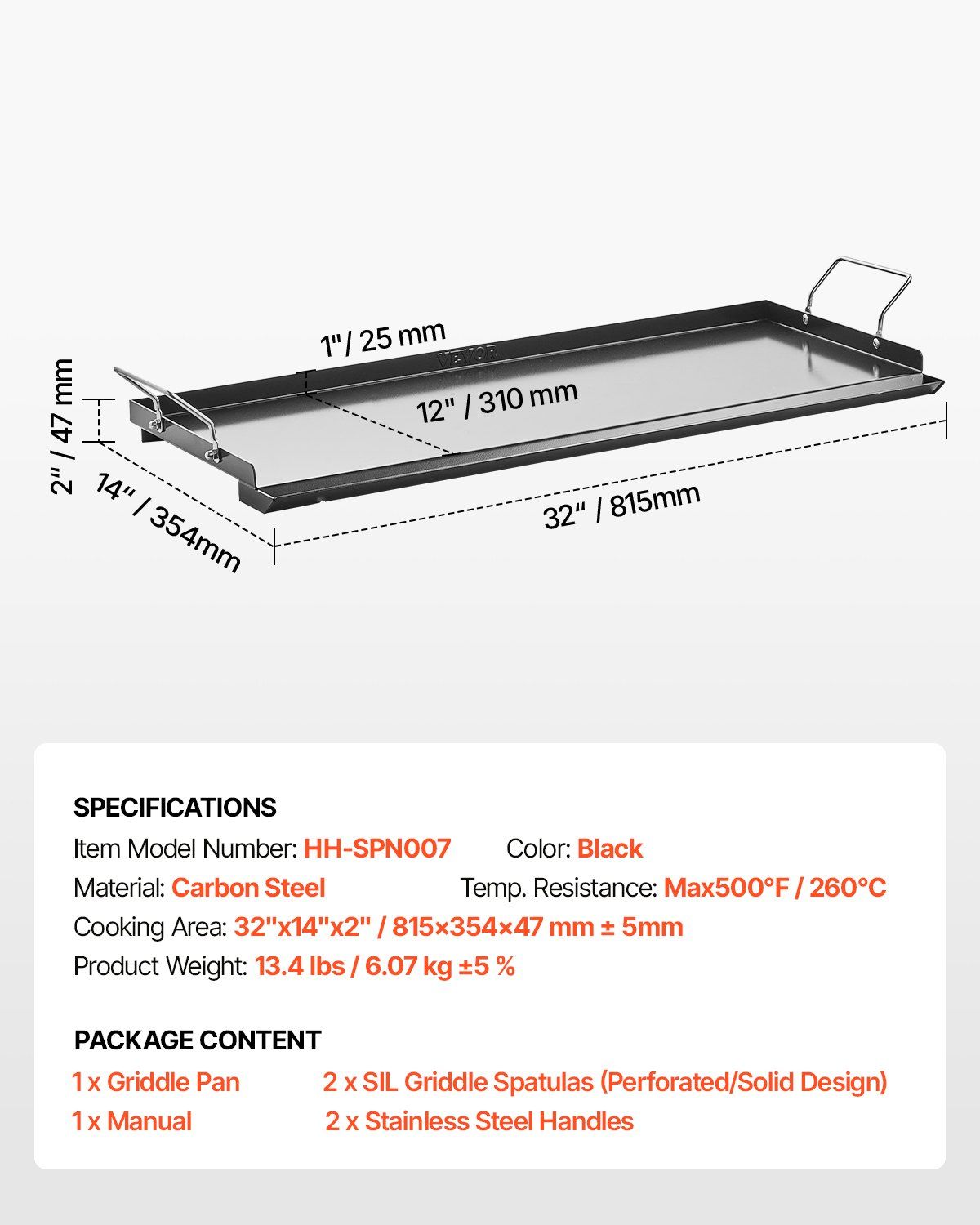 Carbon Steel Griddle, 32x14 inch Universal Flat Top Rectangular Plate, Gas Grill Griddle for BBQ Grill, Teppanyaki, Portable Family Cookware with Handle, for Camping Tailgating Party - Image 7