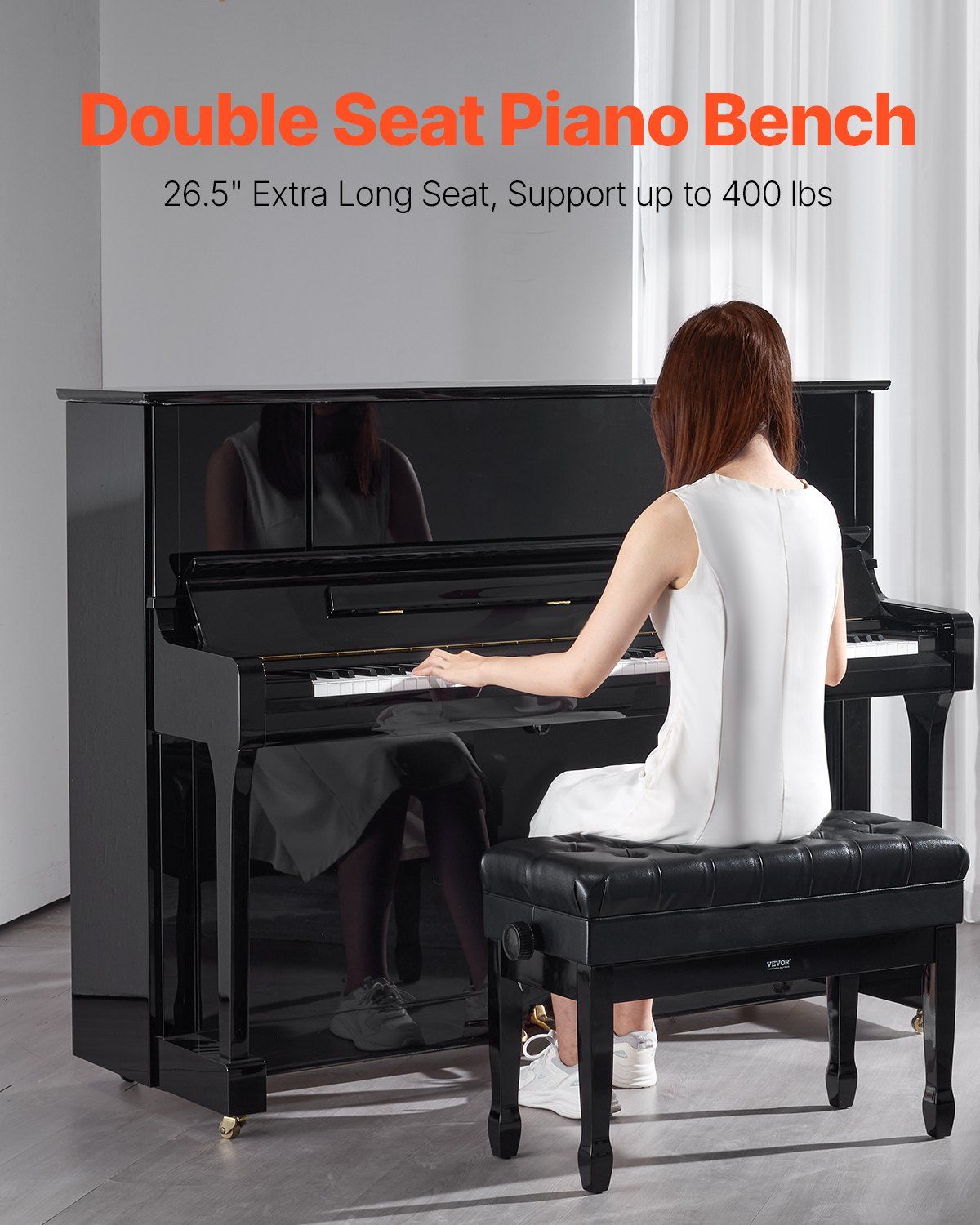 Piano Bench, Duet Keyboard Piano Chair with 20.3