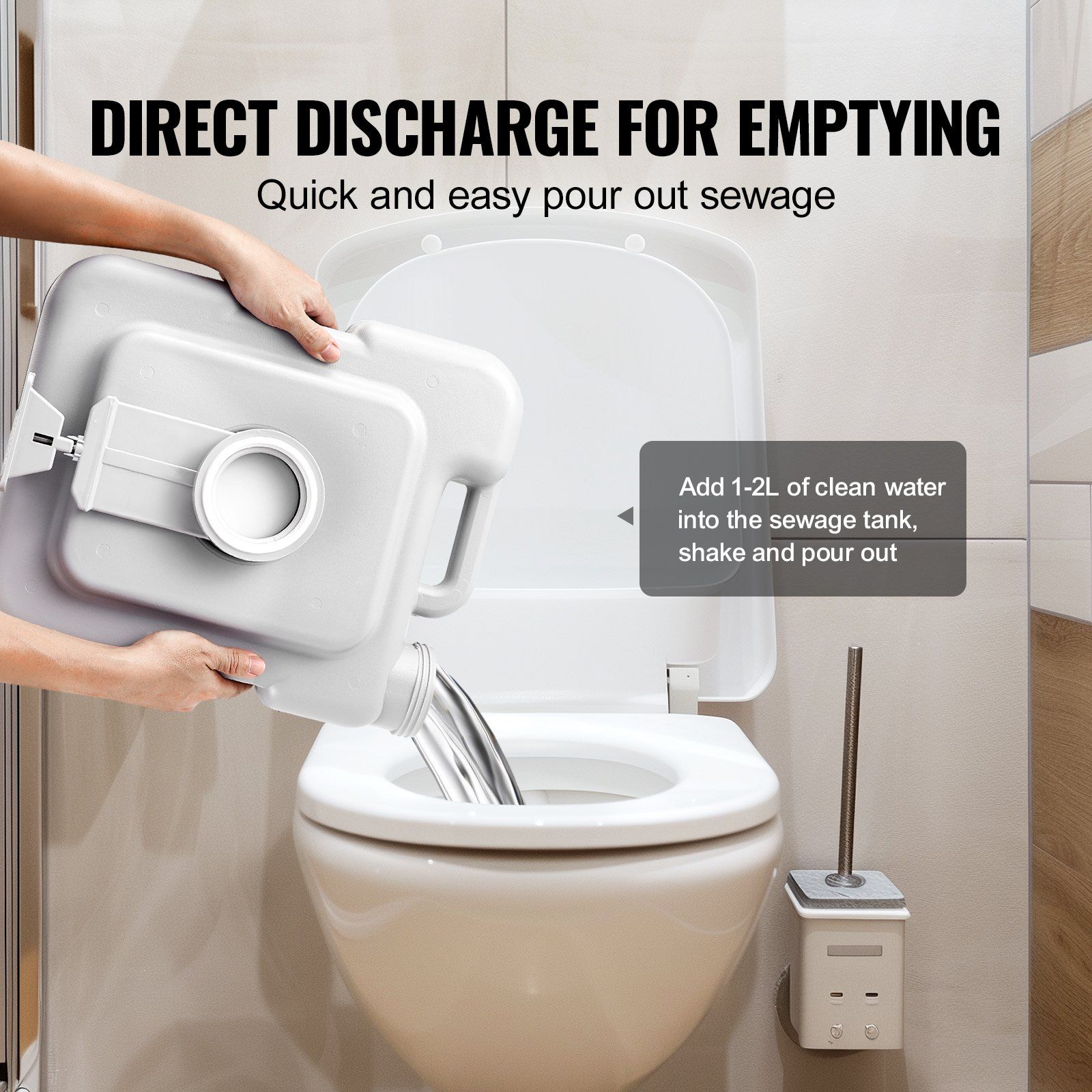Portable Toilet for Camping, Porta Potty with Carry Bag, 5.3 Gal Waste Tank & 3.2 Gal Flush Tank, Push-Button Pressurized Flush Commode, Leak-proof and Odourless Travel Toilet for Camping Car - Image 5