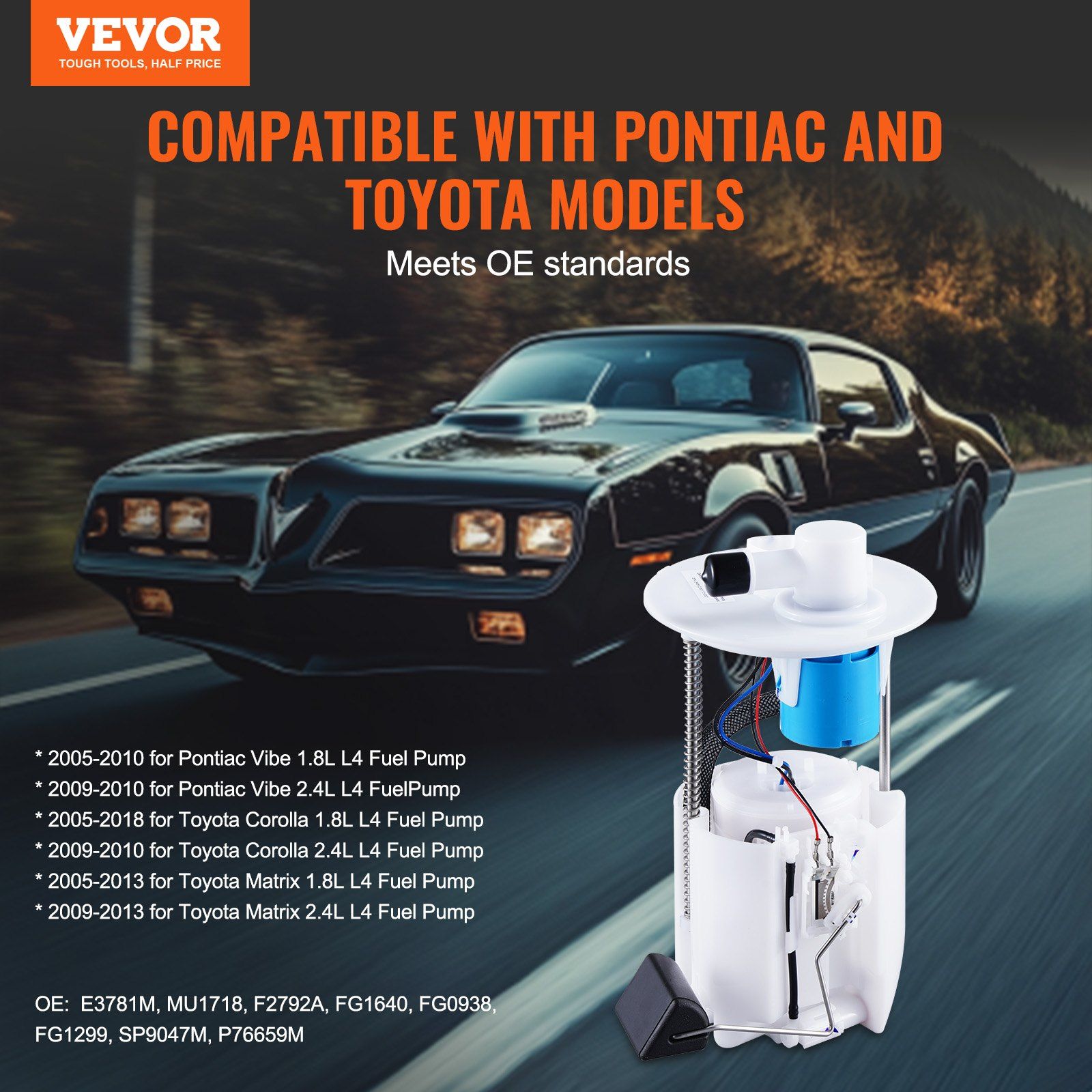 Electric Fuel Pump Module Assembly, Compatible with Pontiac Vibe 2005-2010, Toyota Corolla 2005-2018, Toyota Matrix 2005-2013, 1.8L 2.4L, Replace E3781M, MU1718, F2792A, FG1640, FG0938, FG1299 - Image 2