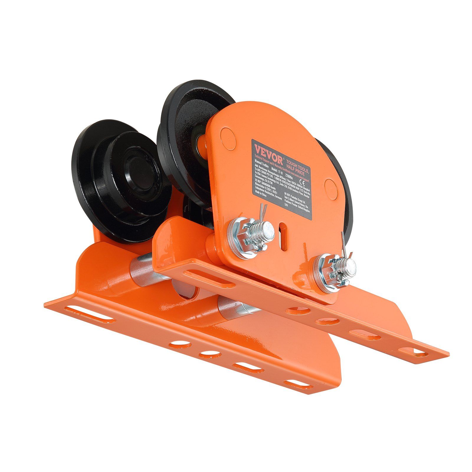Electric Hoist Manual Trolley, 1 Ton Load Capacity for PA200 PA250 PA300 PA400 PA500, Push Beam Trolley with Dual Wheels, 68 mm-110 mm Adjustable Beam Flange Width for Straight Curved I Beam - Image 1