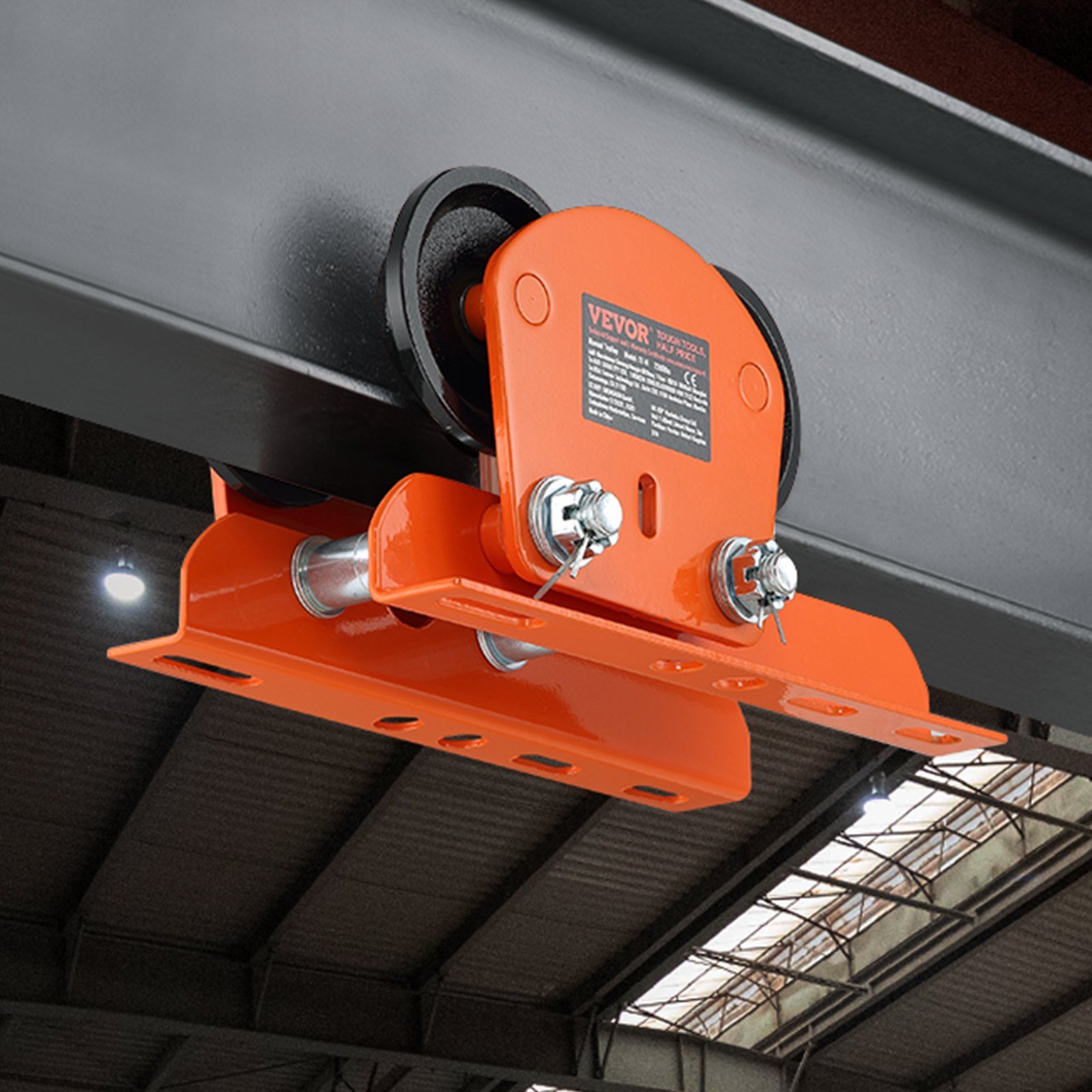 Electric Hoist Manual Trolley, 1 Ton Load Capacity for PA200 PA250 PA300 PA400 PA500, Push Beam Trolley with Dual Wheels, 68 mm-110 mm Adjustable Beam Flange Width for Straight Curved I Beam - Image 8
