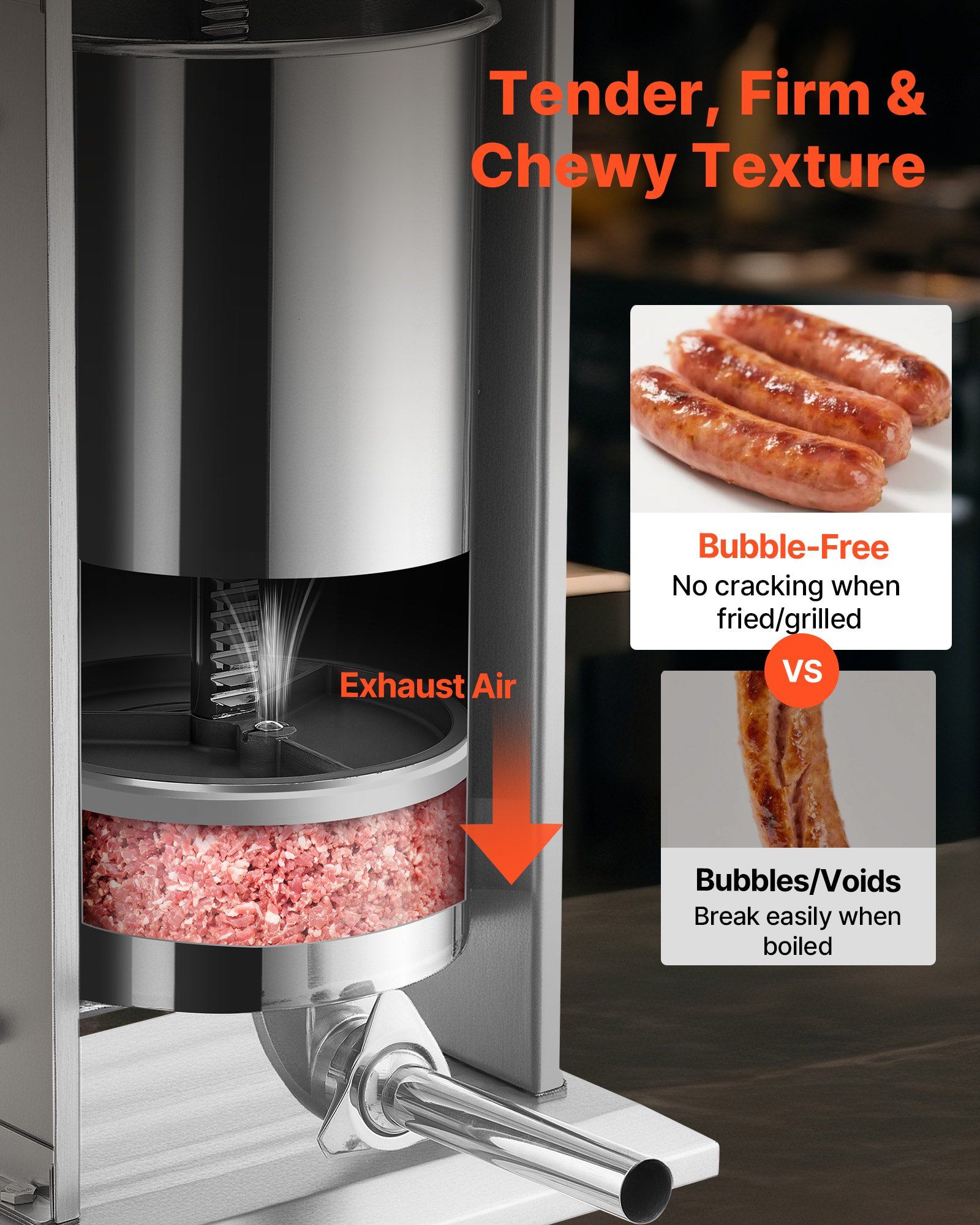 Electric Sausage Stuffer, 55 LBS / 25 L Vertical Meat Stuffer, Stepless Speed Control and Foot Pedal, Stainless Steel Heavy Duty Sausage Filler with 5 Stuffing Tubes, for Commercial & Home Use - Image 3