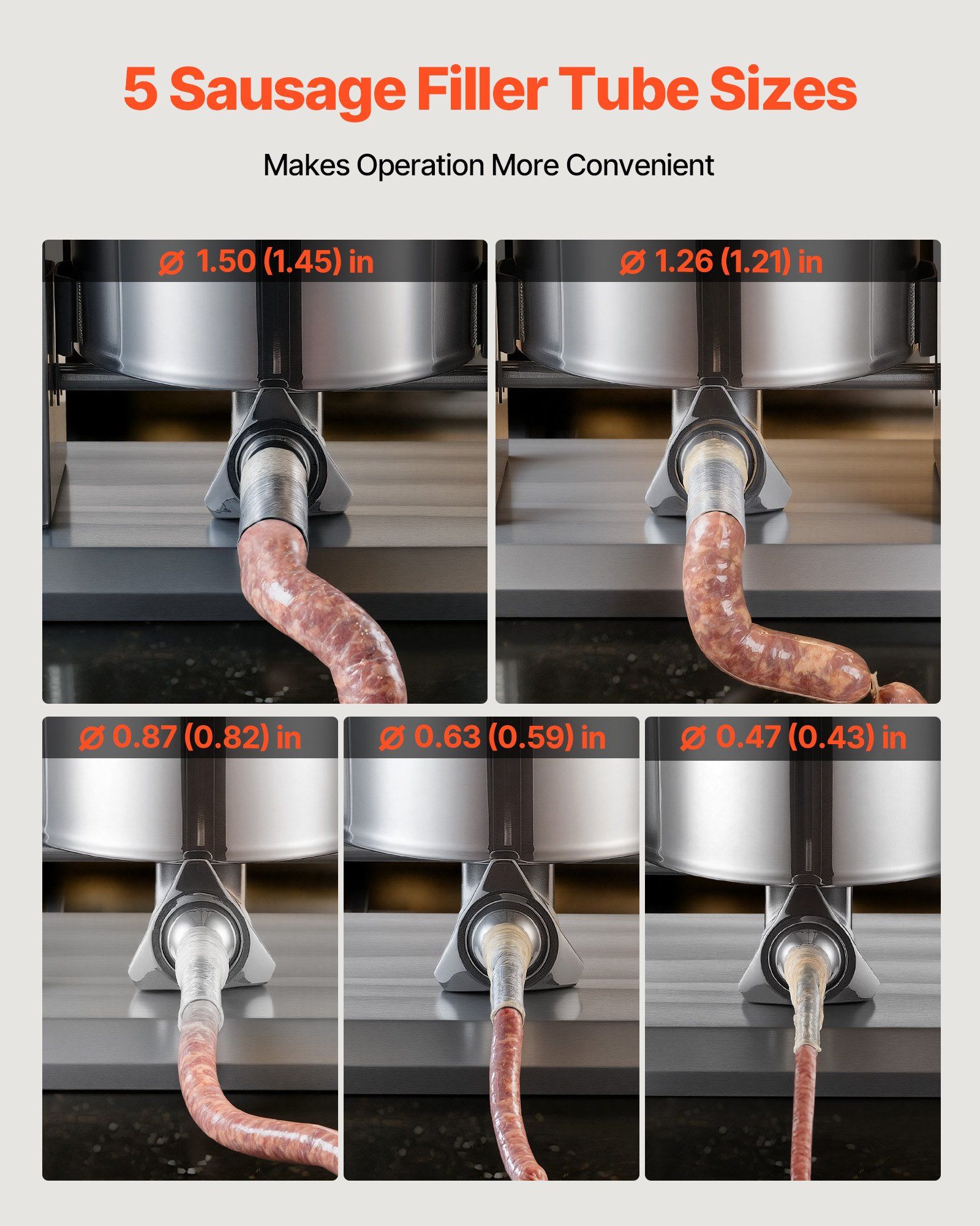 Electric Sausage Stuffer, 55 LBS / 25 L Vertical Meat Stuffer, Stepless Speed Control and Foot Pedal, Stainless Steel Heavy Duty Sausage Filler with 5 Stuffing Tubes, for Commercial & Home Use - Image 5