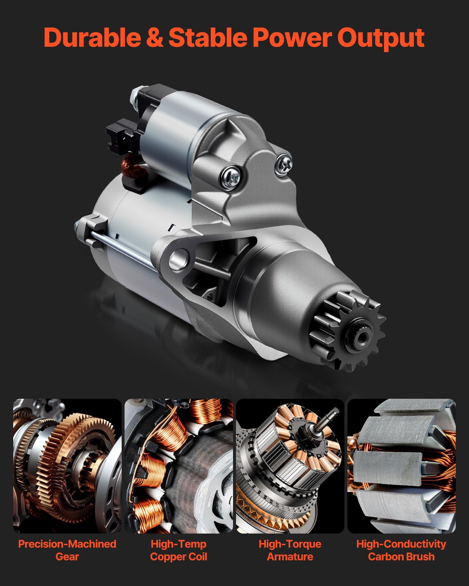 Starter 17825, Starter Motor Replacement Compatible with Toyota Camry V6 3.5L 2007-2017, Lexus ES350 V6 3.5L 2007-2018, Scion XB L4 2.4L 2008-2015, OEM 228000-9900 17338 410-52205 28100-20021 - Image 5