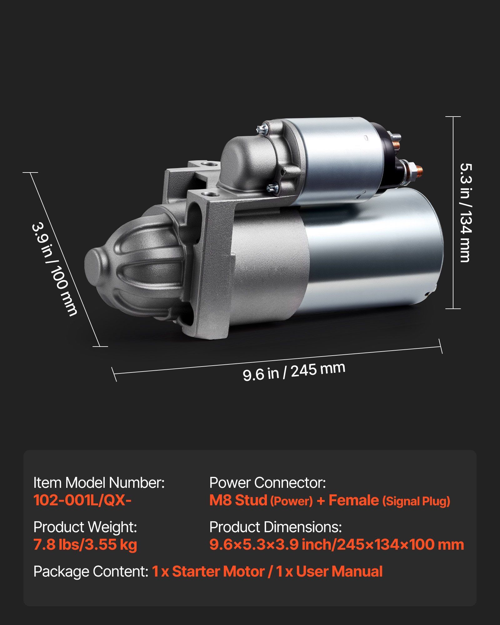 Starter 6449, Starter Motor Replacement Compatible with Oldsmobile Bravada V6 4.3L 96-98, Isuzu Hombre V6 4.3L 97-98, GMC Yukon XL 2500 V8 8.1L 01-02, OEM 106449L 12564108 9000879 410-12153R - Image 7