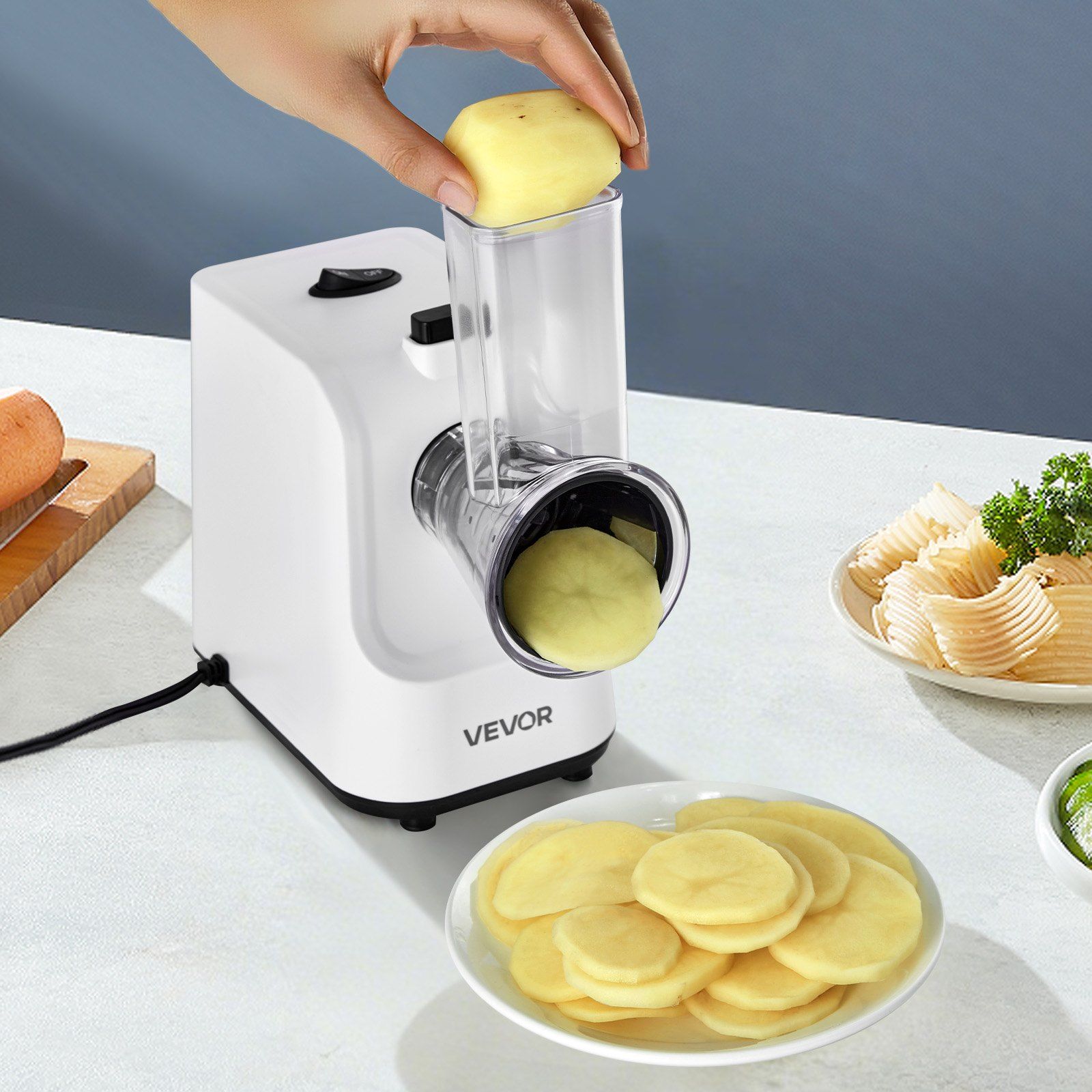 Electric Cheese Grater Salad Maker, 200W Salad Shooter, Electric Vegetable Slicer Shredder Chopper for Fruits with 5 Attachments, Stainless Steel Food Cutter for Vegetables, and Cheeses - Image 8