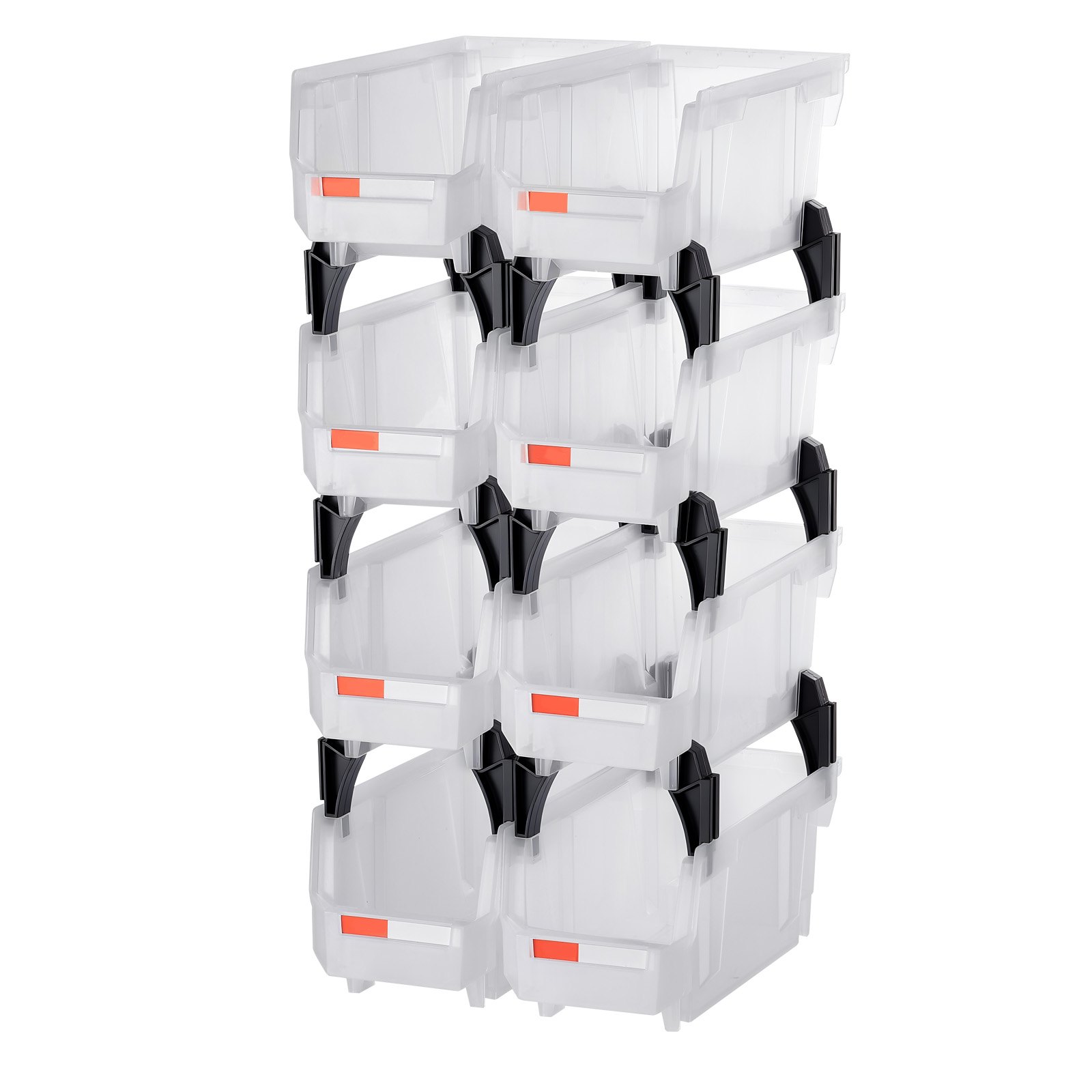 Plastic Stackable Storage Bins, 27.6 x 14 x 13 cm (8 Pack), Plastic Containers for Organizing & Storage Bins for Closet, Garage, Small Parts, Office Supplies, Other Accessories, Transparent - Image 1