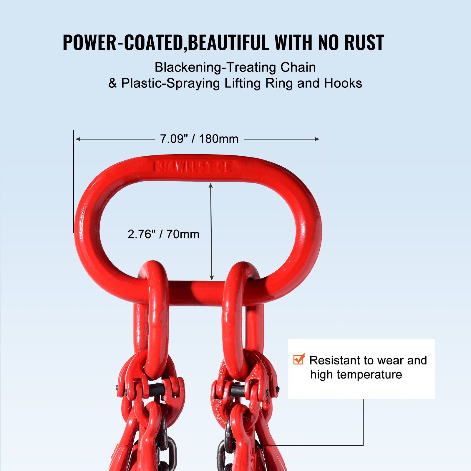 Chain Sling, 8 mm x 300 cm Lifting Chains with Hooks, G80 Engine Chain Hoist Lifts, 5 Ton Lifting Sling Chains for Engine Hoist, Engine Lift Chain with 4 Leg Grab Hooks & Adjusters Heavy Duty - Image 6