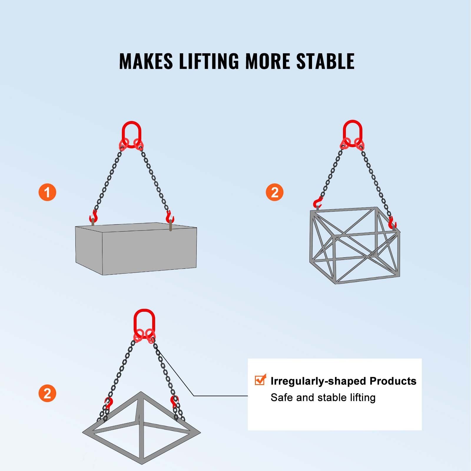 Chain Sling, 8 mm x 150 cm Lifting Chains with Hooks, G80 Engine Chain Hoist Lifts, 3 Ton Capacity Lifting Sling Chains for Engine Hoist, Engine Lift Chain with 2 Leg Grab Hooks, Heavy Duty - Image 4