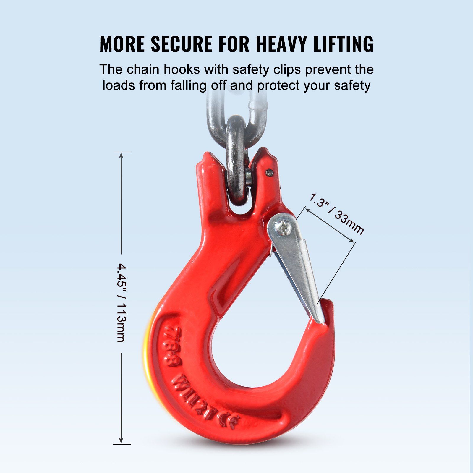 Chain Sling, 8 mm x 150 cm Lifting Chains with Hooks, G80 Engine Chain Hoist Lifts, 3 Ton Capacity Lifting Sling Chains for Engine Hoist, Engine Lift Chain with 2 Leg Grab Hooks, Heavy Duty - Image 5