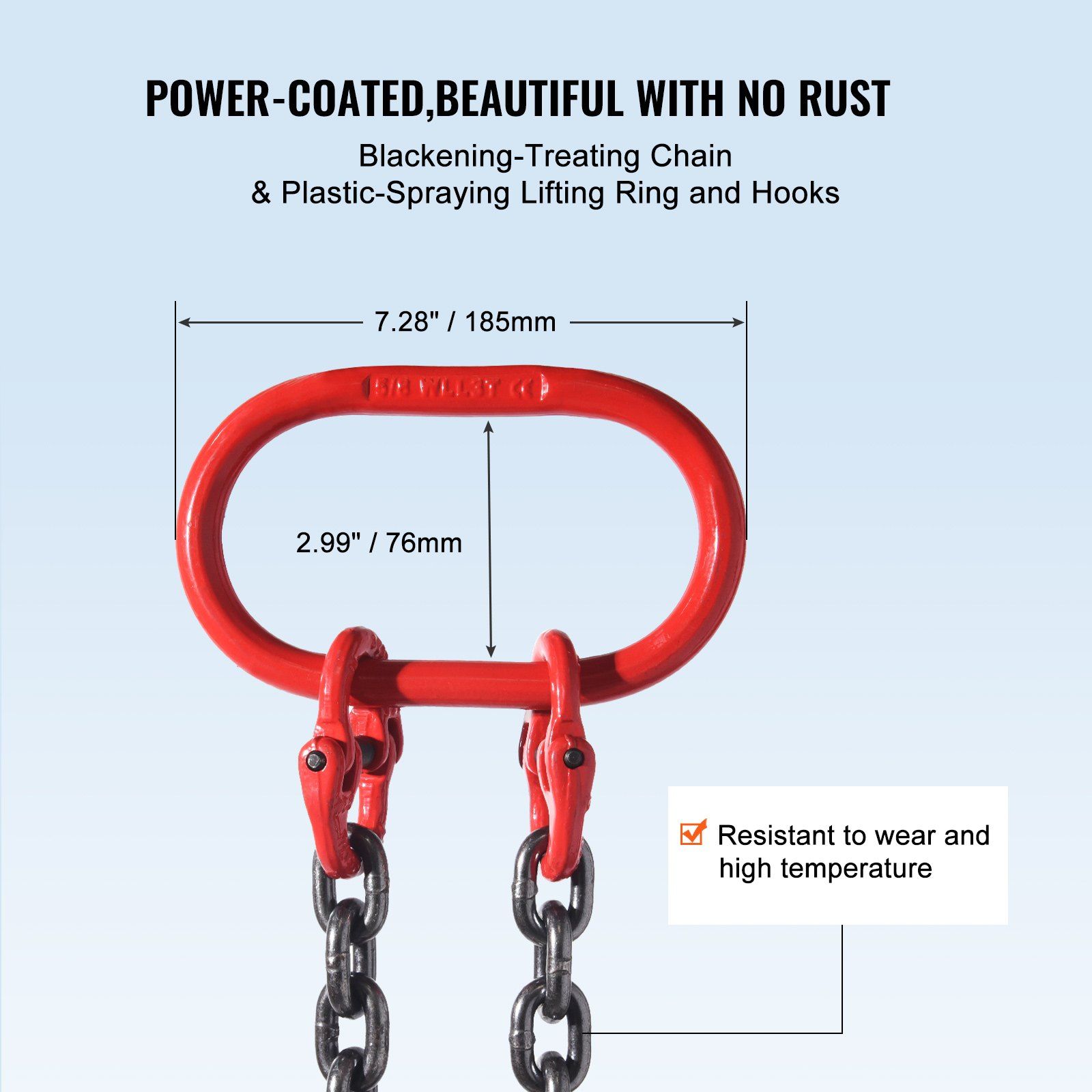 Chain Sling, 8 mm x 150 cm Lifting Chains with Hooks, G80 Engine Chain Hoist Lifts, 3 Ton Capacity Lifting Sling Chains for Engine Hoist, Engine Lift Chain with 2 Leg Grab Hooks, Heavy Duty - Image 6