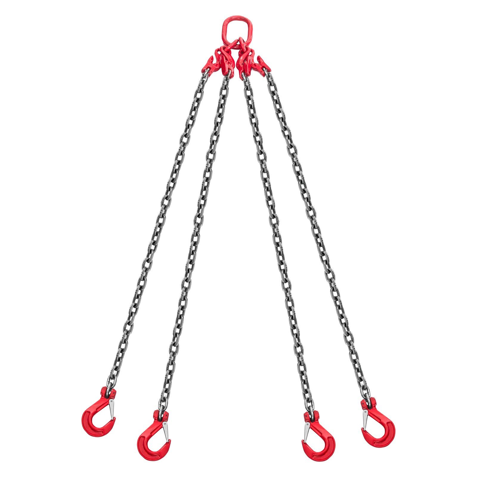 Chain Sling, 10mm x 3 m Lifting Chains with 4 Leg Grab Hooks, Heavy Duty G80 Alloy Steel Lifting Sling, 10.4 Ton Capacity, Adjustable Engine Chain Hoist Lifts for Cargo Security Towing - Image 1
