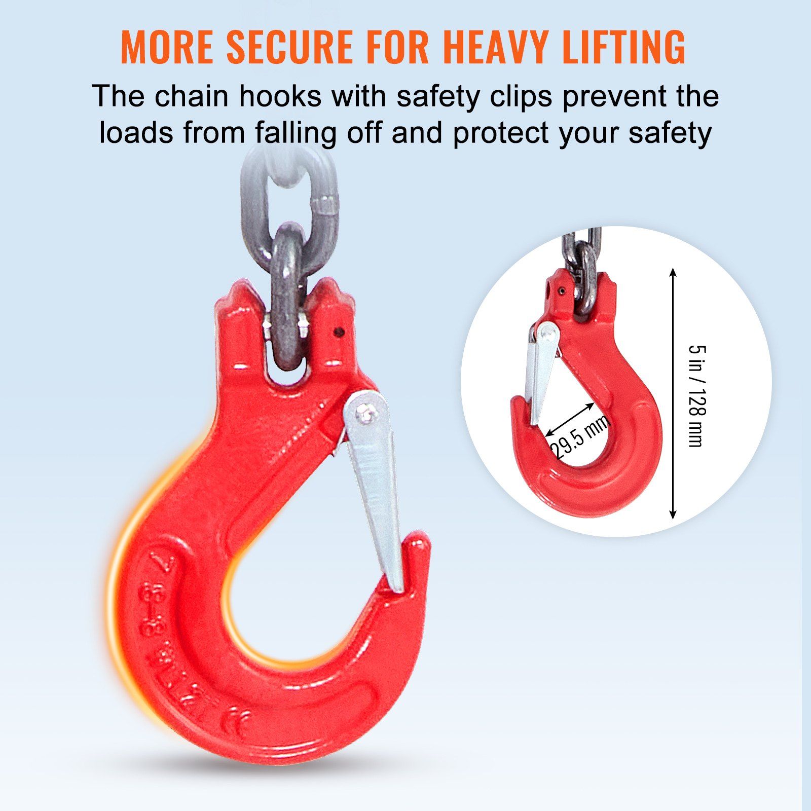 Chain Sling, 8 mm x 150 cm Lifting Chains with Hooks, G80 Engine Chain Hoist Lifts, 5 Ton Lifting Sling Chains for Engine Hoist, Engine Lift Chain with 4 Leg Grab Hooks & Adjusters Heavy Duty - Image 5