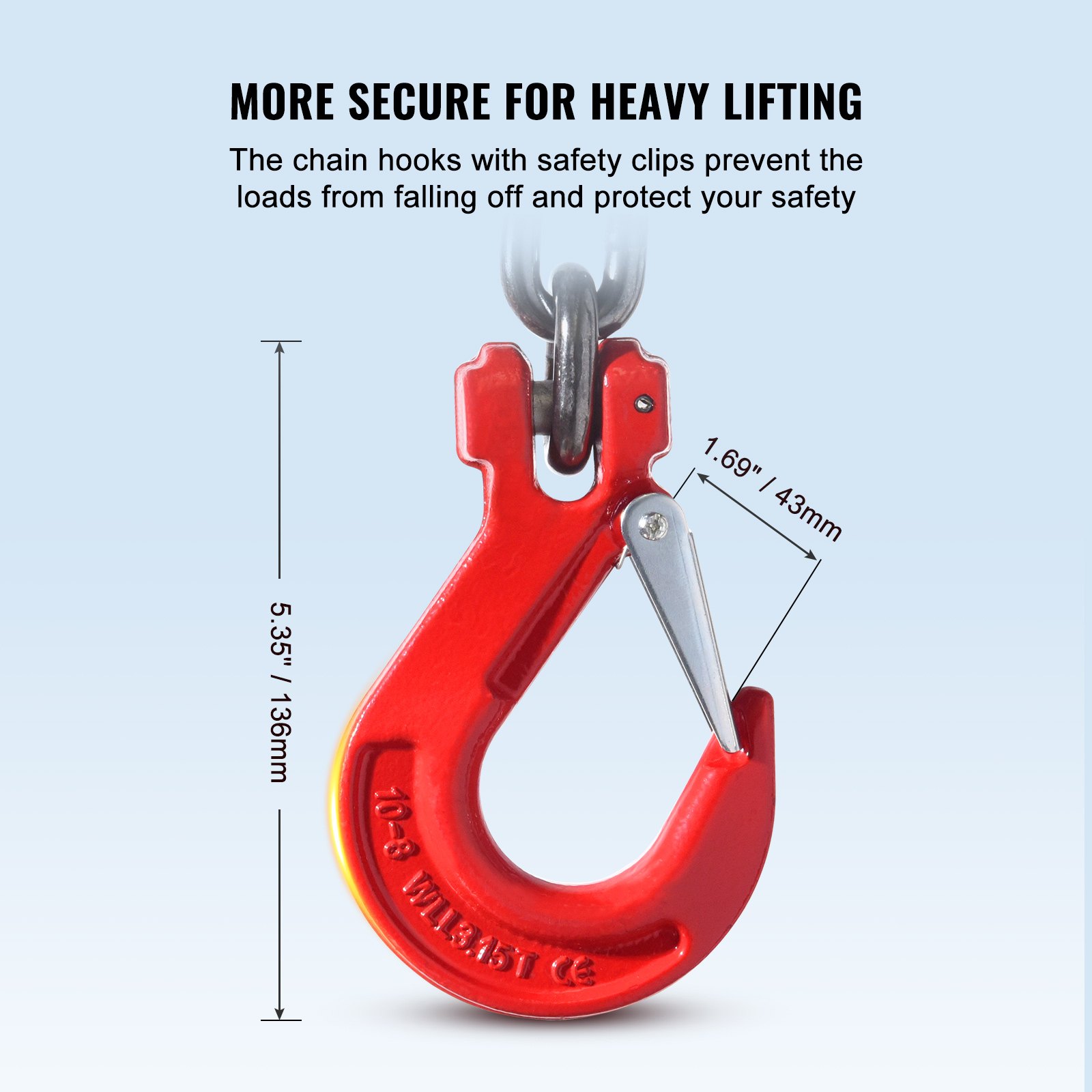 Chain Sling, 10 mm x 180 cm Lifting Chains with Hooks, G80 Engine Chain Hoist Lifts, 5 Ton Lifting Sling Chains for Engine Hoist, Engine Lift Chain with 2 Leg Grab Hooks and Adjusters Heavy Duty - Image 5