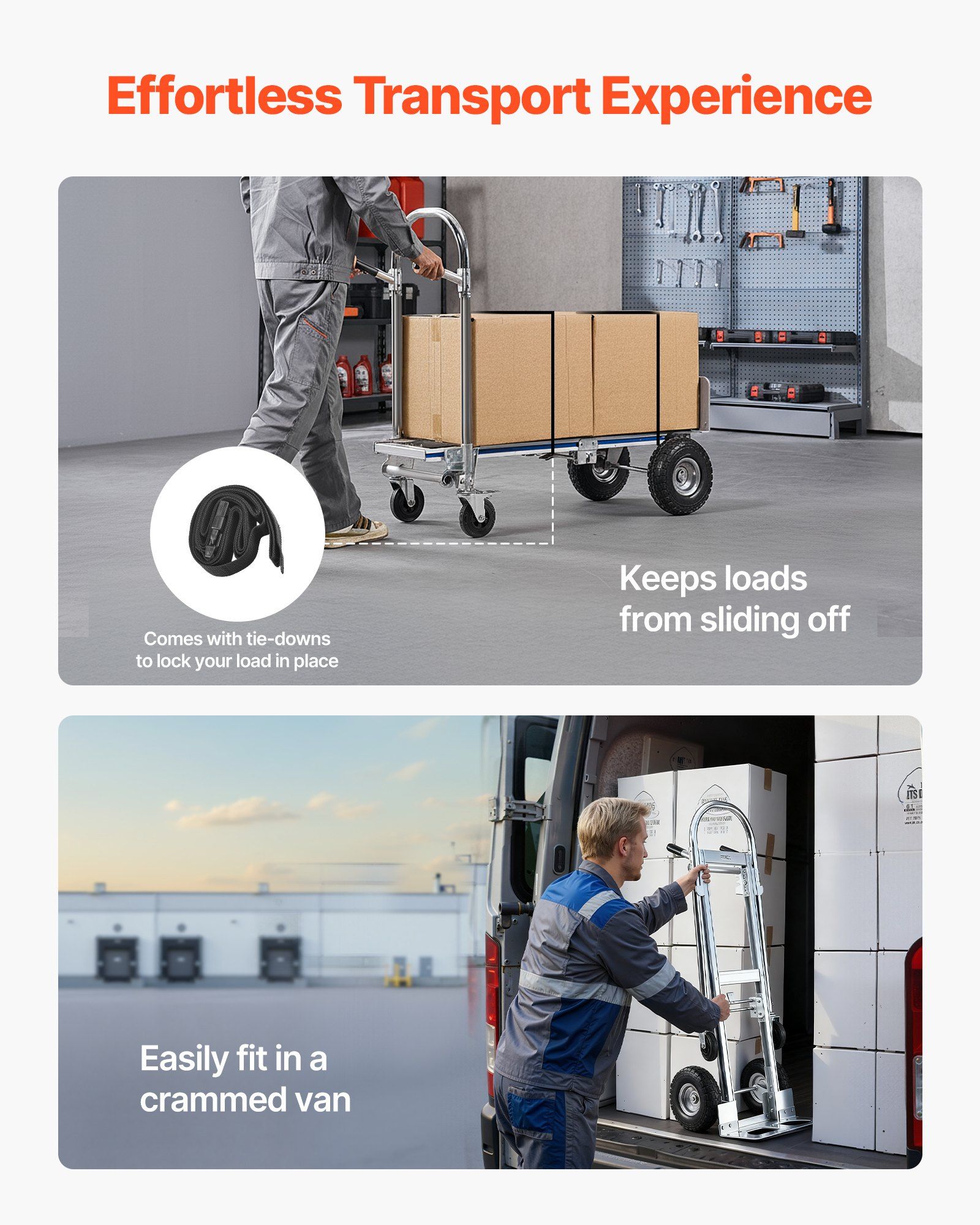 2 in 1 Hand Truck, 453.6 kg Load Capacity for 4-Wheel Mode, Convertible Hand Truck Dolly with Non-Slip Handle & Wheels, Portable Trolley Dolly for Moving Home, Office, Warehouse, Supermarket - Image 5
