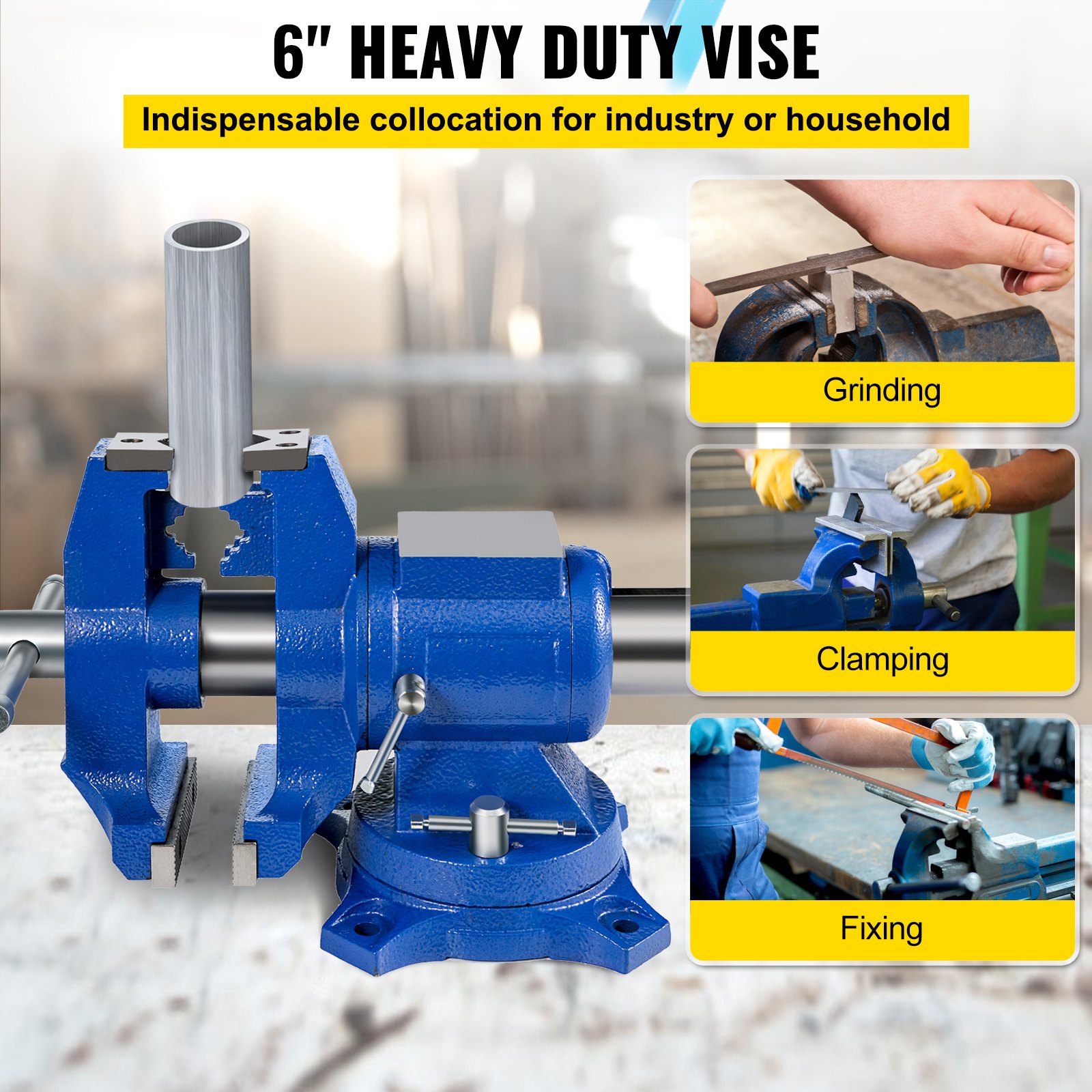 Multipurpose Bench Vice 5" 30Kn Heavy Duty with 360Â° Swivel Base and Head - Image 2