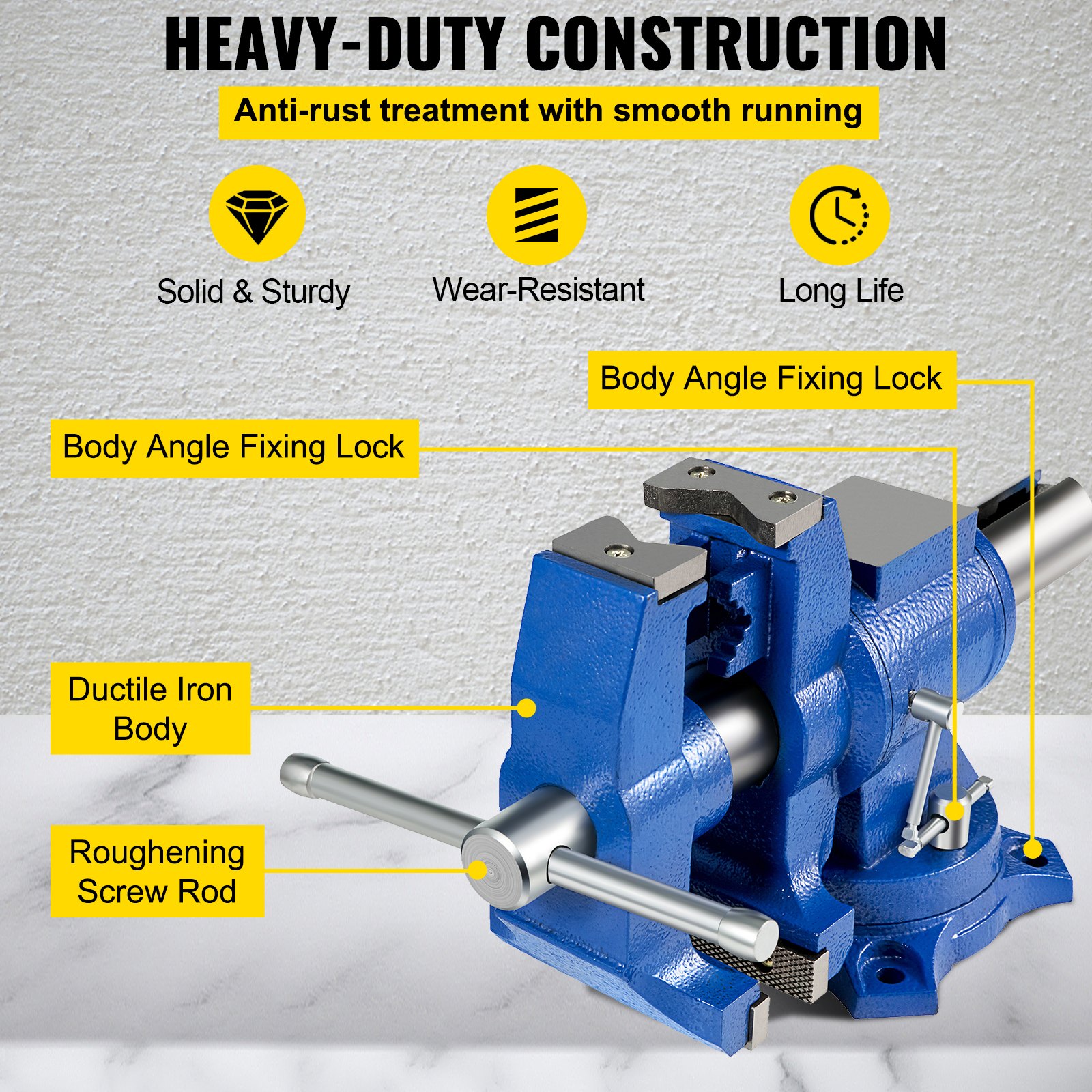 Multipurpose Bench Vice 5" 30Kn Heavy Duty with 360Â° Swivel Base and Head - Image 4