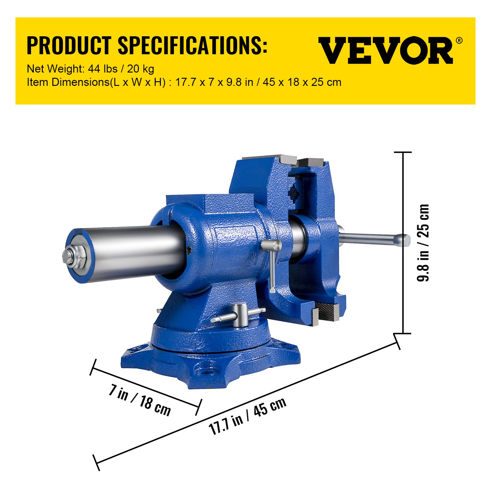 Multipurpose Bench Vice 5" 30Kn Heavy Duty with 360Â° Swivel Base and Head - Image 7
