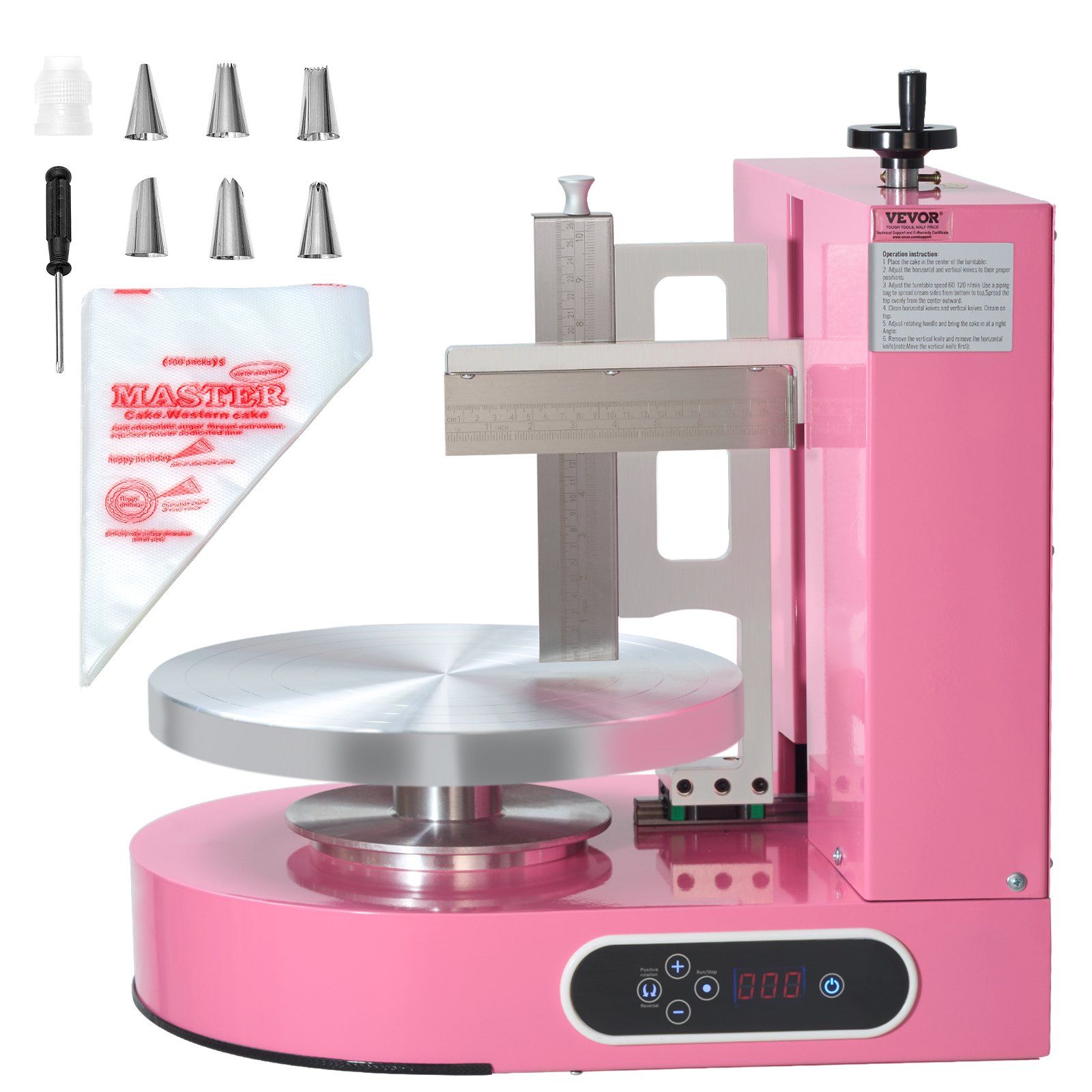 Cake Decorating Machine, Cake Cream Spreading Coating Smearing Machine, Low Noise Cake Frosting Machine, Turntable with Adjustable Scraper, for 4