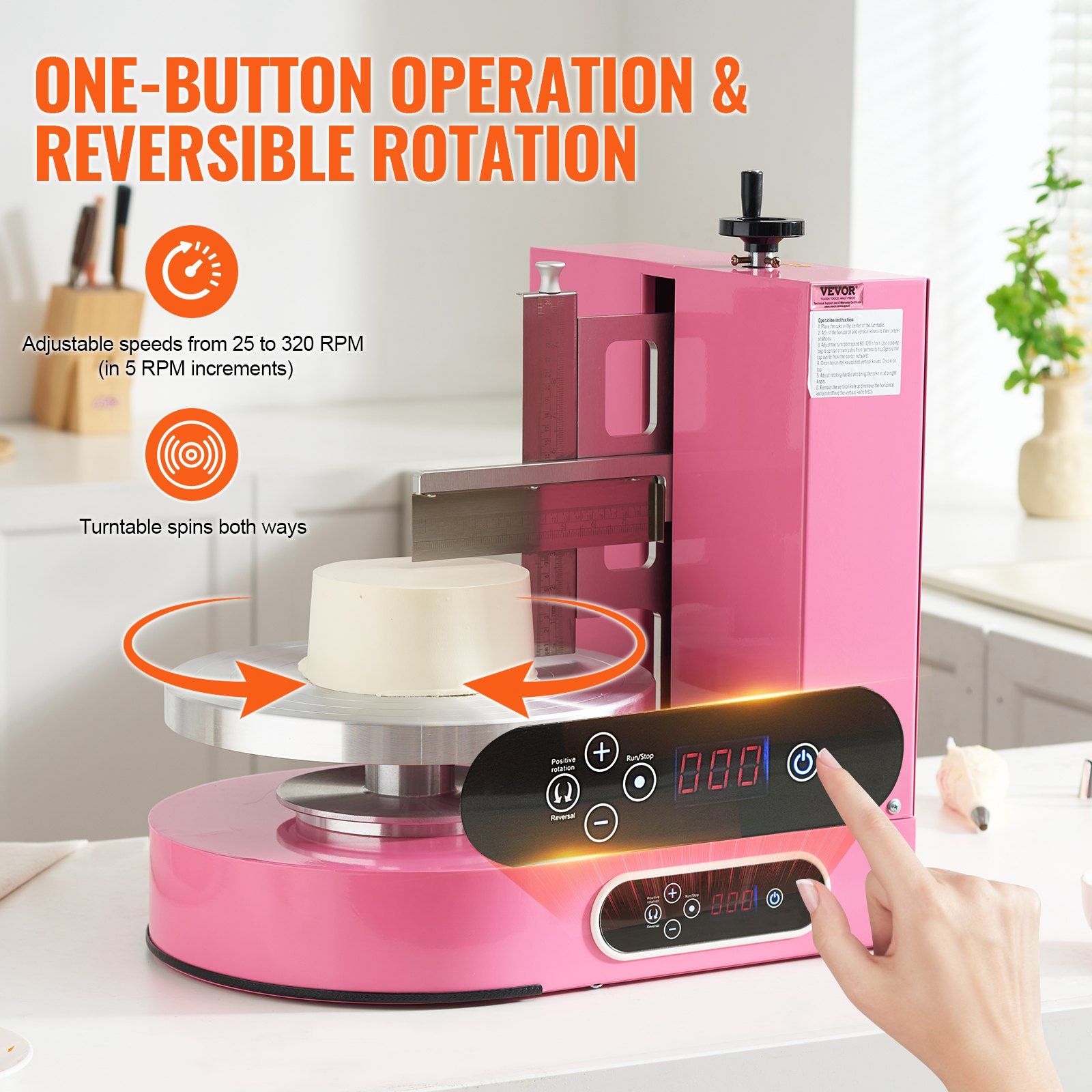 Cake Decorating Machine, Cake Cream Spreading Coating Smearing Machine, Low Noise Cake Frosting Machine, Turntable with Adjustable Scraper, for 4