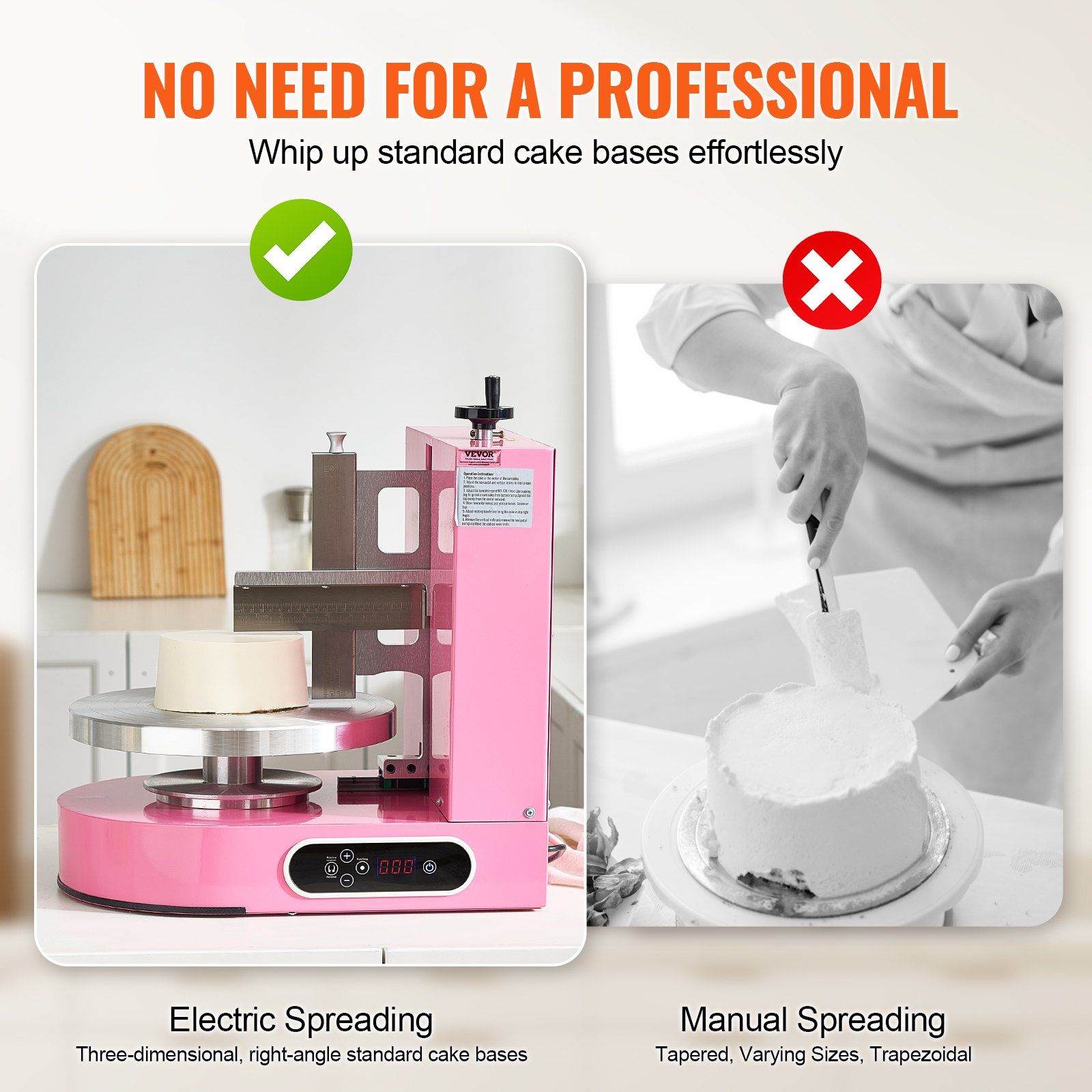 Cake Decorating Machine, Cake Cream Spreading Coating Smearing Machine, Low Noise Cake Frosting Machine, Turntable with Adjustable Scraper, for 4