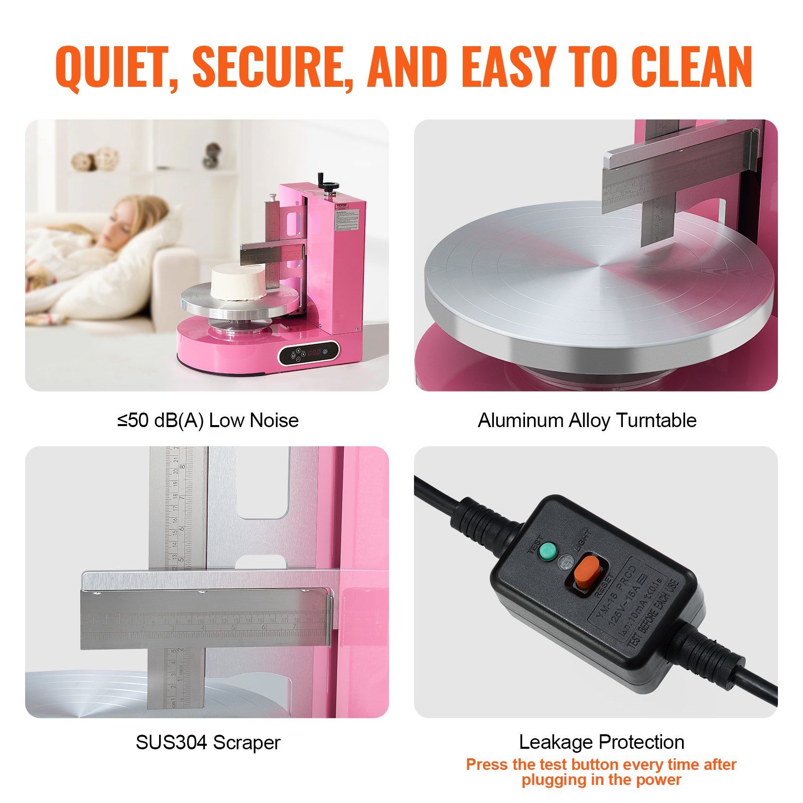 Cake Decorating Machine, Cake Cream Spreading Coating Smearing Machine, Low Noise Cake Frosting Machine, Turntable with Adjustable Scraper, for 4
