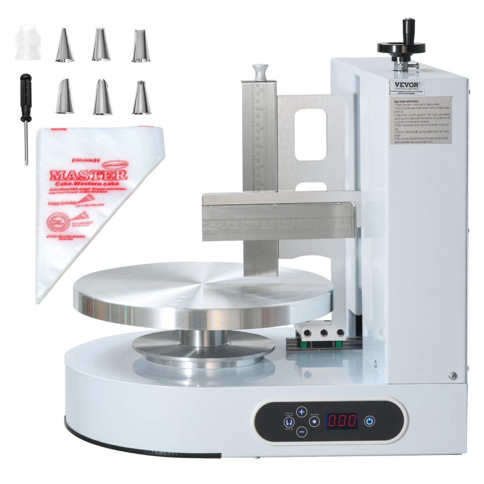 Cake Decorating Machine, Cake Cream Spreading Coating Smearing Machine, Low Noise Cake Frosting Machine, Turntable with Adjustable Scraper, for 4