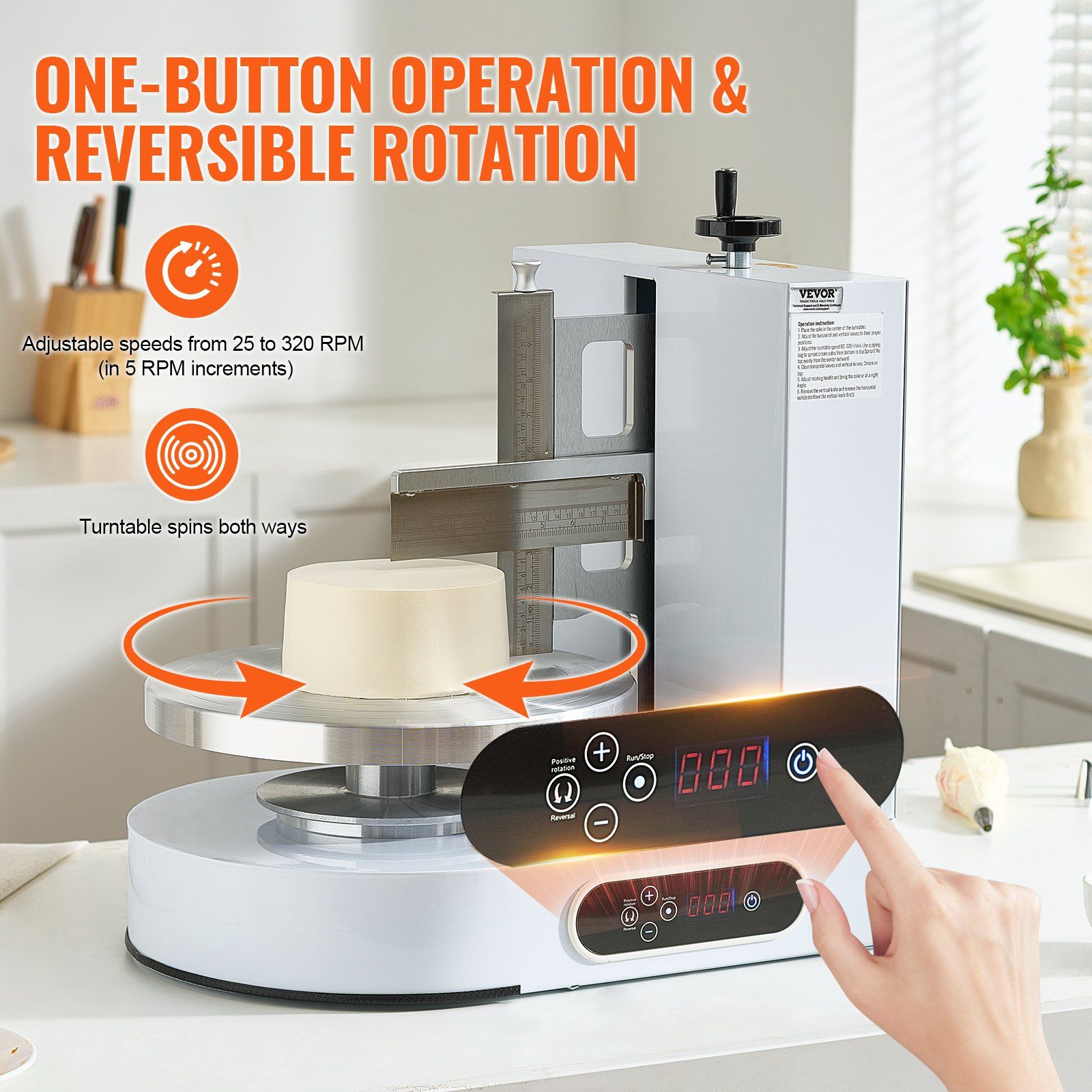 Cake Decorating Machine, Cake Cream Spreading Coating Smearing Machine, Low Noise Cake Frosting Machine, Turntable with Adjustable Scraper, for 4